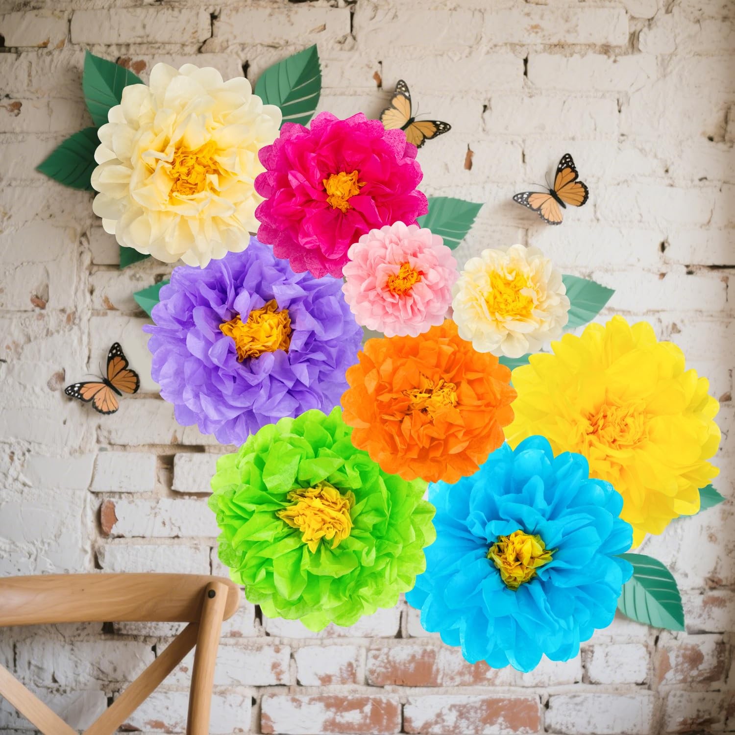 Mexican Paper Flowers Fiesta Tissue Flower Birthday Backdrop Decor 24 PCS