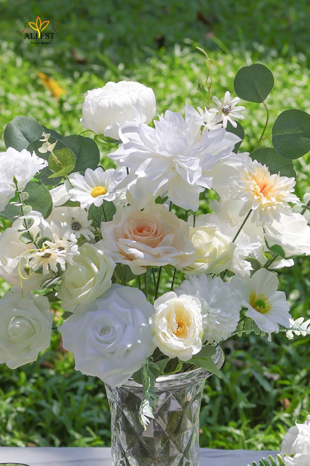 White Artificial Flowers Combo Box Set Silk Cake DIY Wedding Bouquets Decor