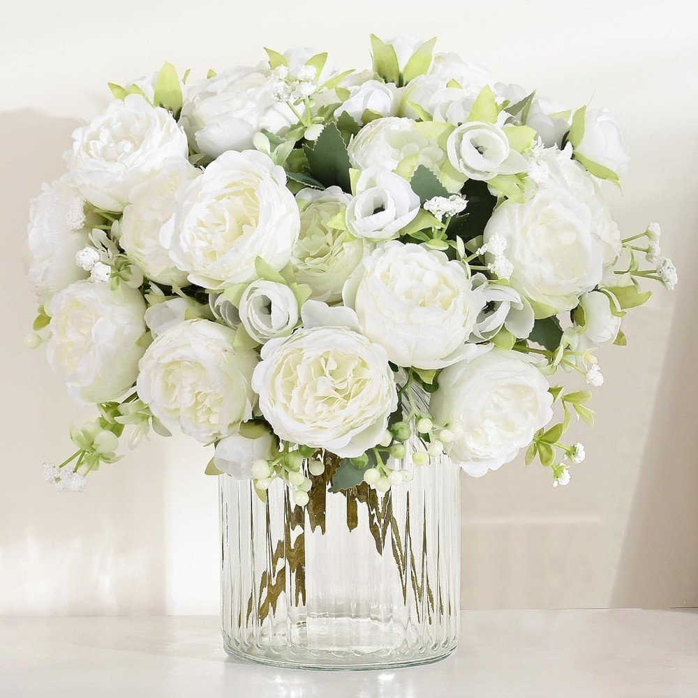 4Pcs Silk Peonies Artificial Flowers 36 Heads Bulk Peony Bouquet Wedding Decor
