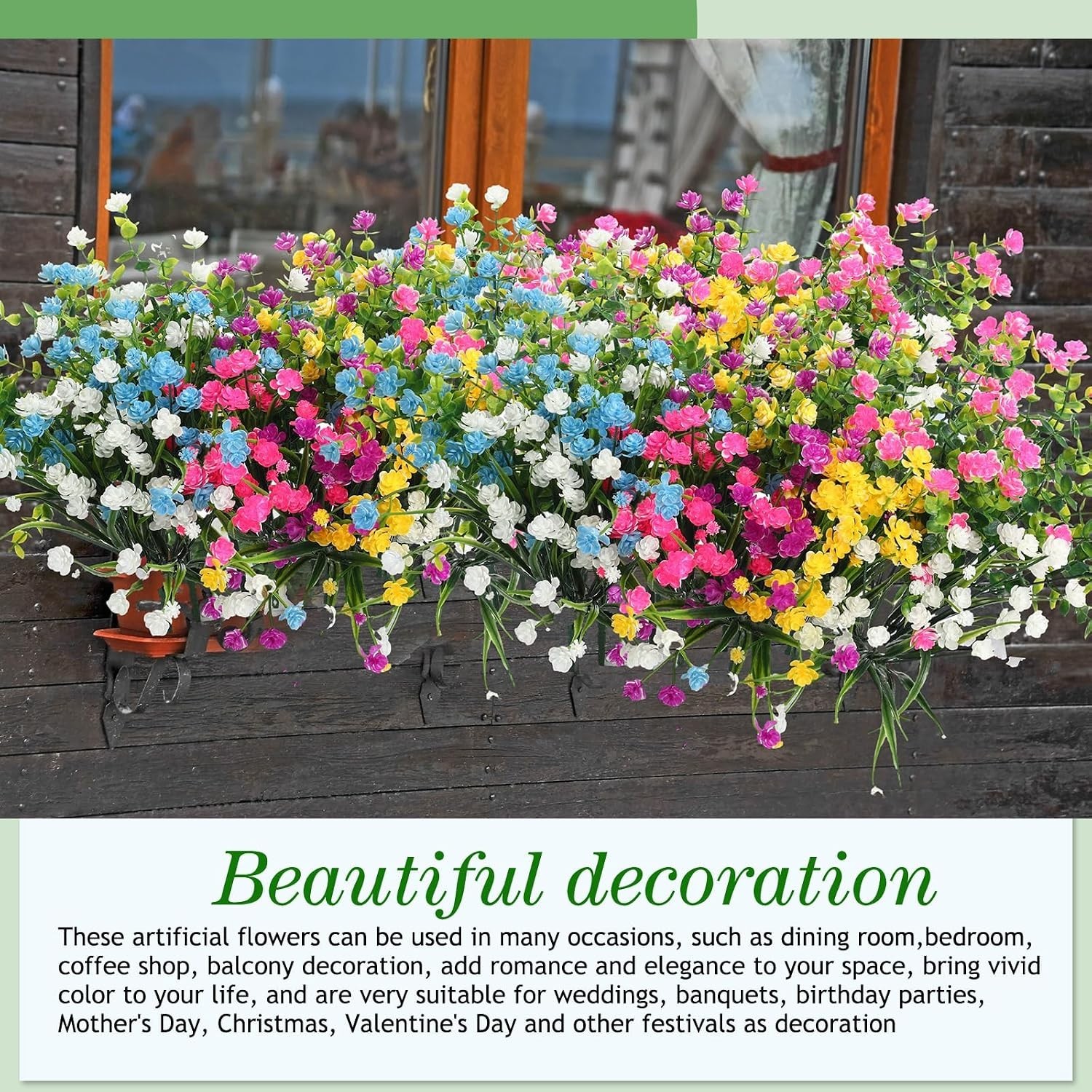 Faux Flower Set – 12 Lifelike UV Resistant Plants for Indoor & Outdoor Elegance