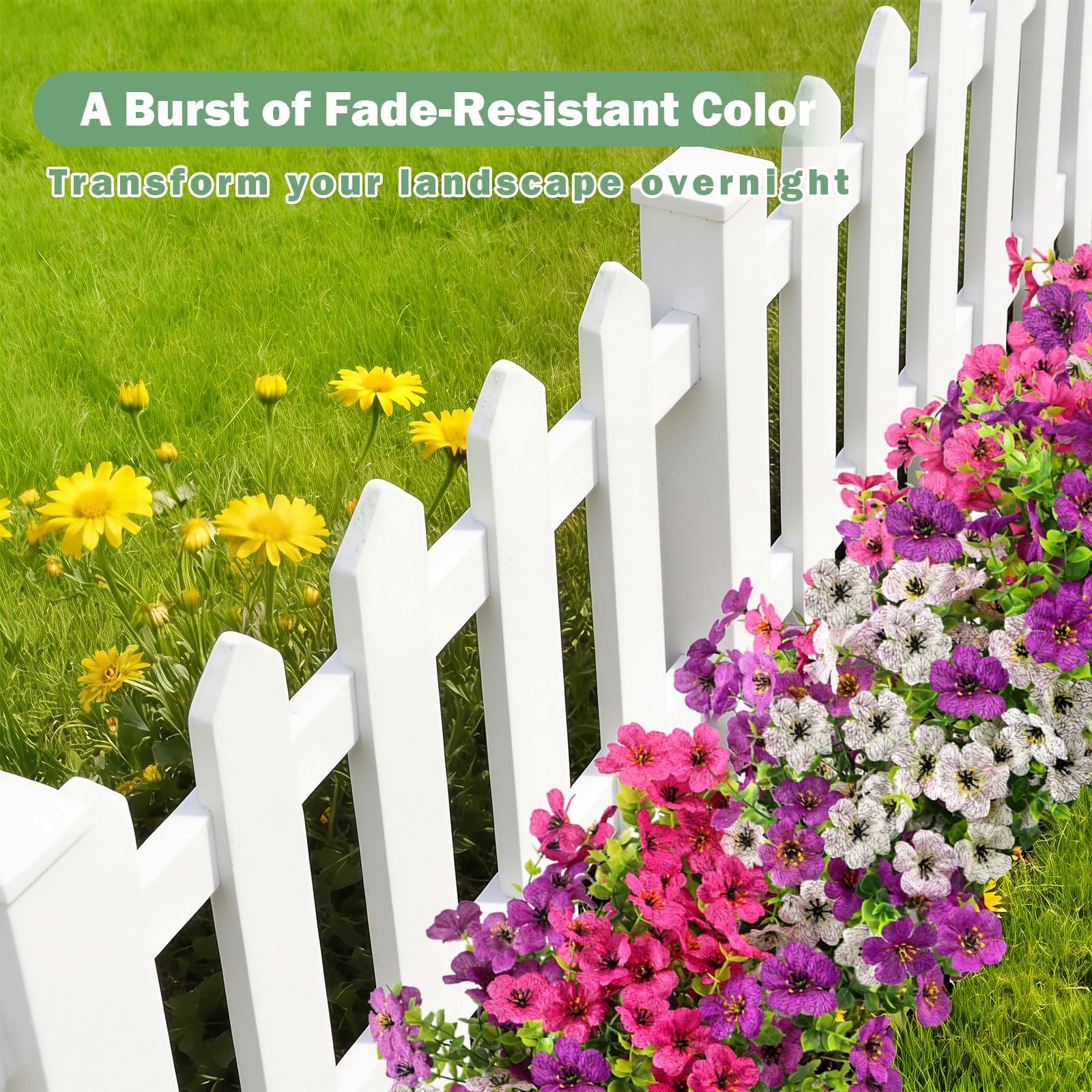 UV-Resistant Artificial Flowers for Outdoors, 12 Bundles of 3 Colors Faux Euc…