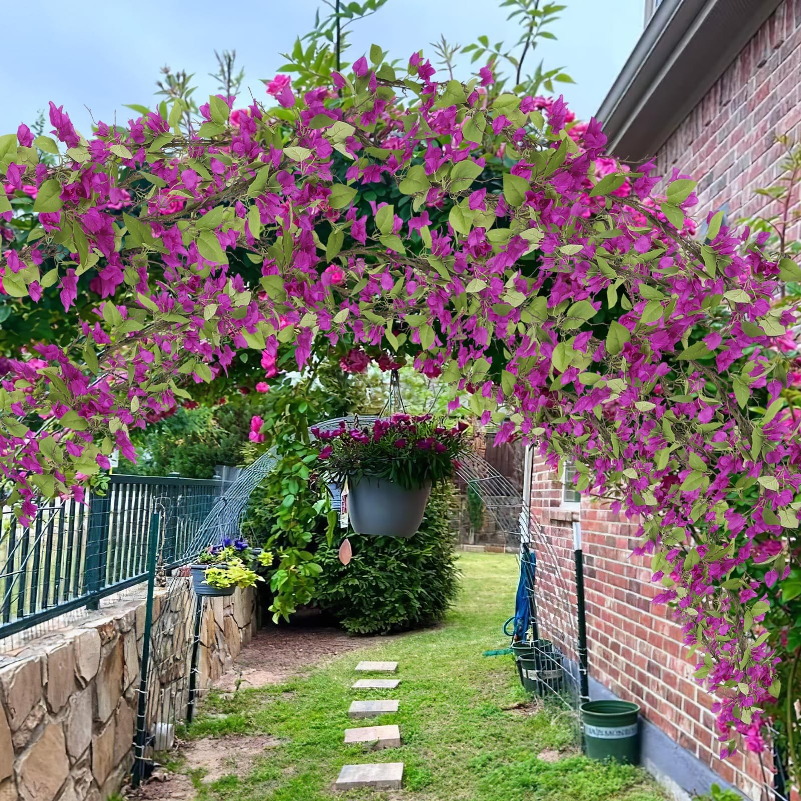 Artificial Bougainvillea Flowers Garland Purple Silk Bougainvillea Vines UV R…