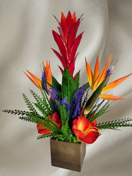 Artificial tropical floral arrangement
