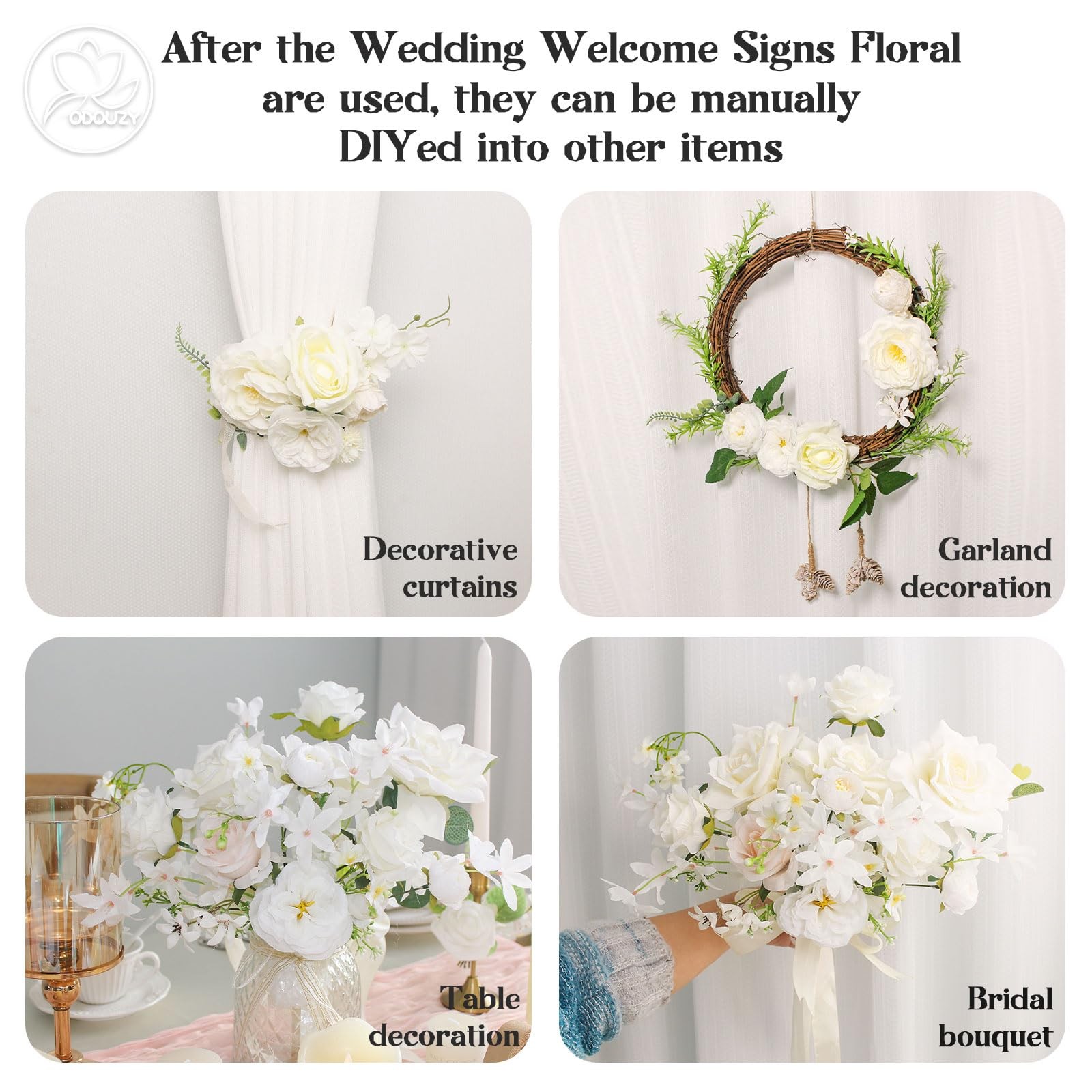 Odouzy Wedding Arch Flowers,Artificial Flower Arch Decor,2pcs Artificial Flow…