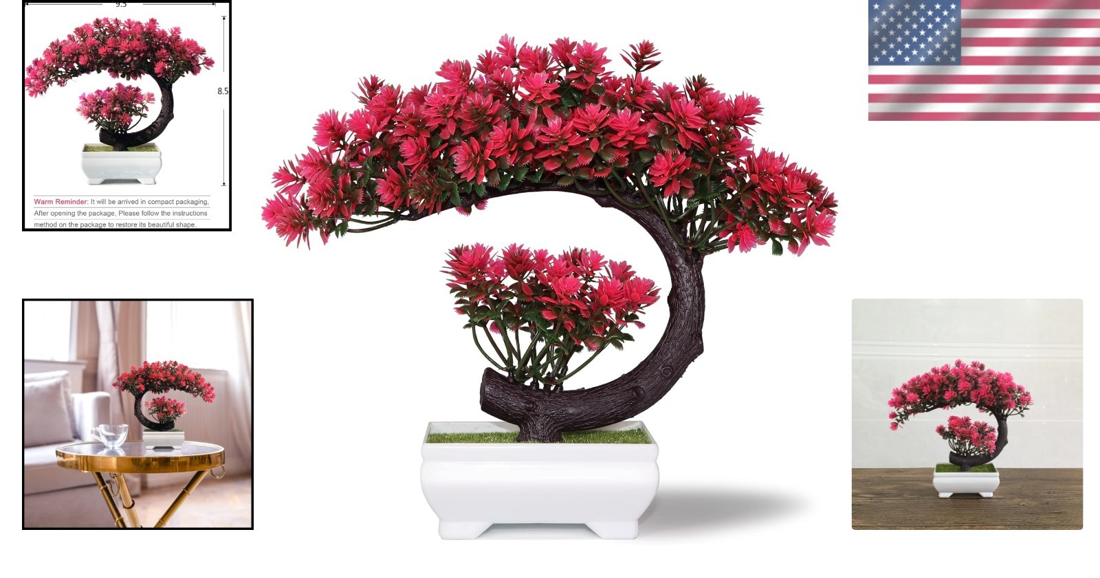 Compact 8.5” Tall Faux Bonsai Tree in White Pot – Perfect Indoor Decor Piece
