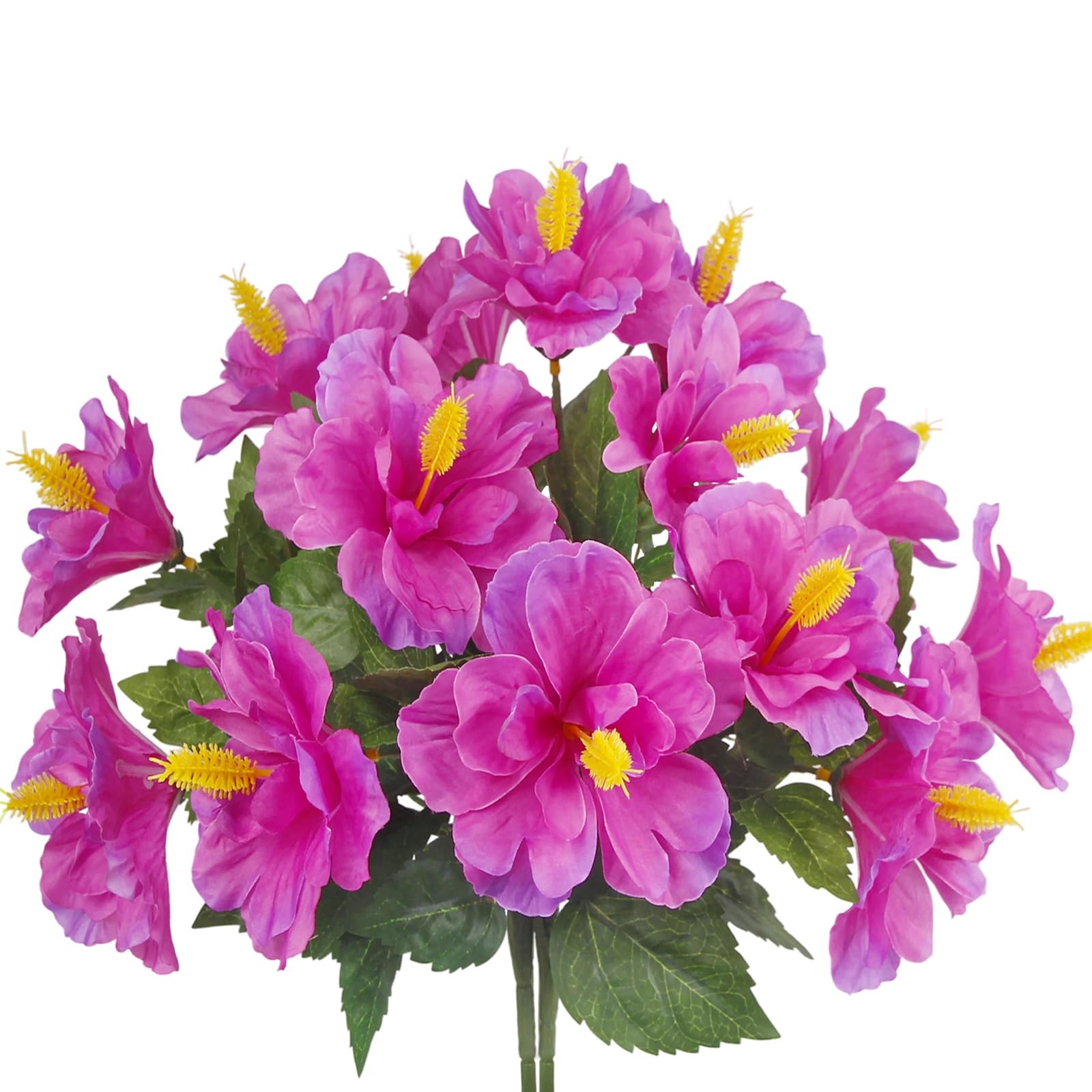 2 Pcs Artificial Outdoor Flowers Realistic Silk Fake Hibiscus Tropical Flower…
