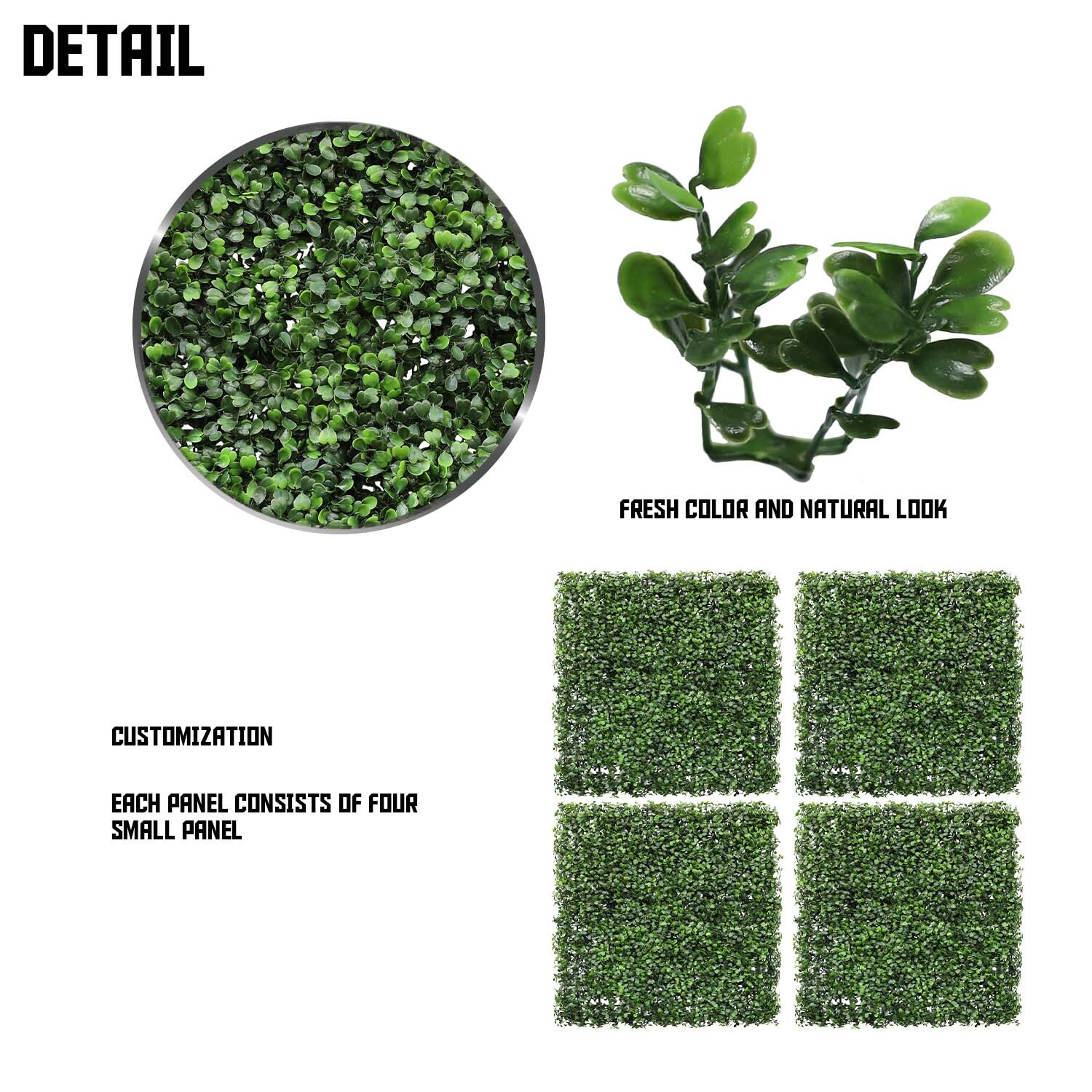 20″x20″ Artificial Faux Boxwood Leaf Greenery Fence Screen Wall Decor Panel