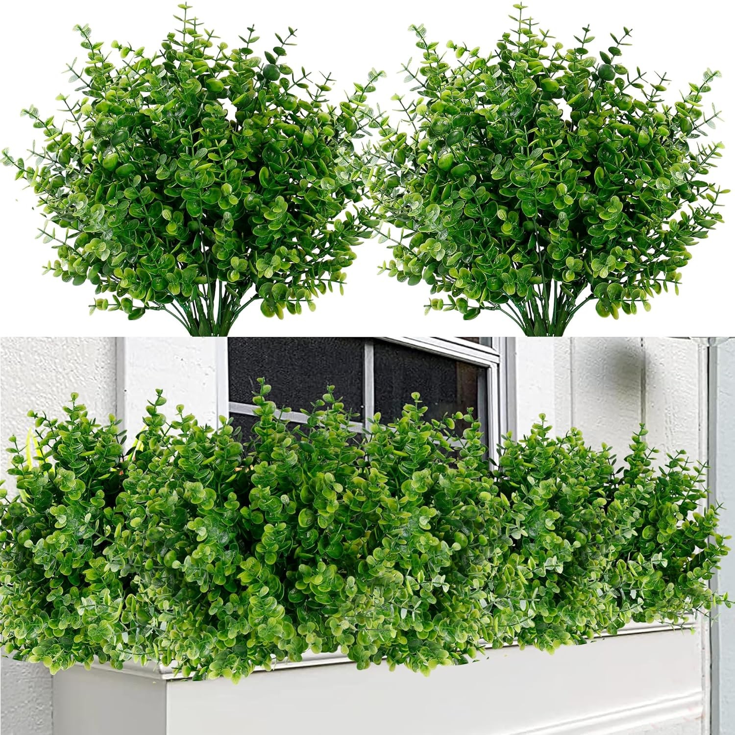 UV Resistant Artificial Boxwood Shrubs 12 Bundles Outdoor Boxwood Hedges Plants