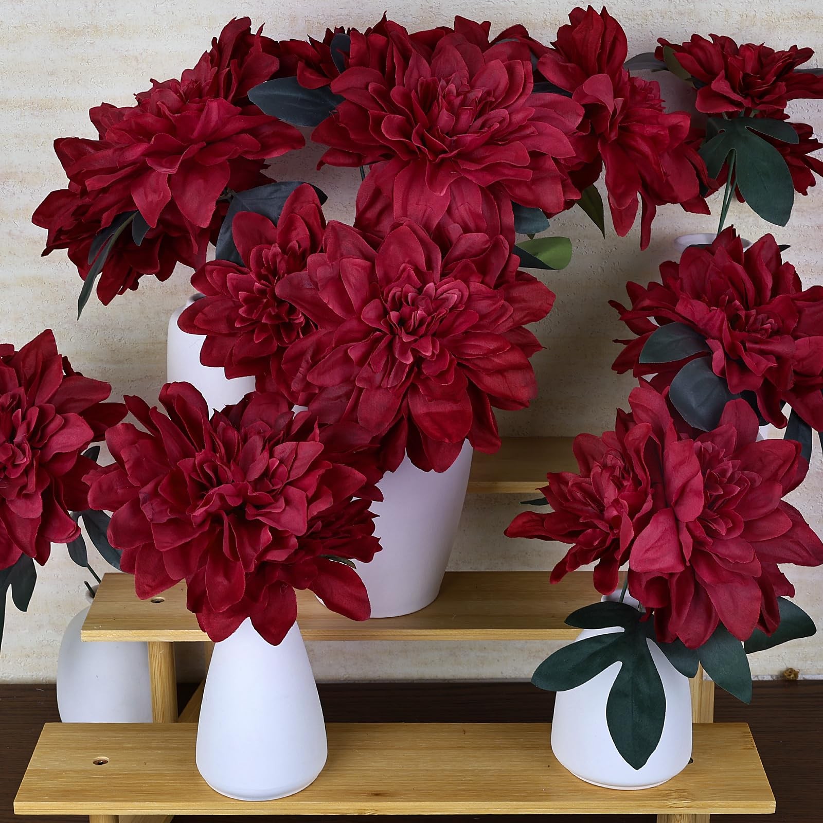 Dahlia Artificial Flowers – 24 PCS Faux Silk Floral with Stem Bulk for Crafts…