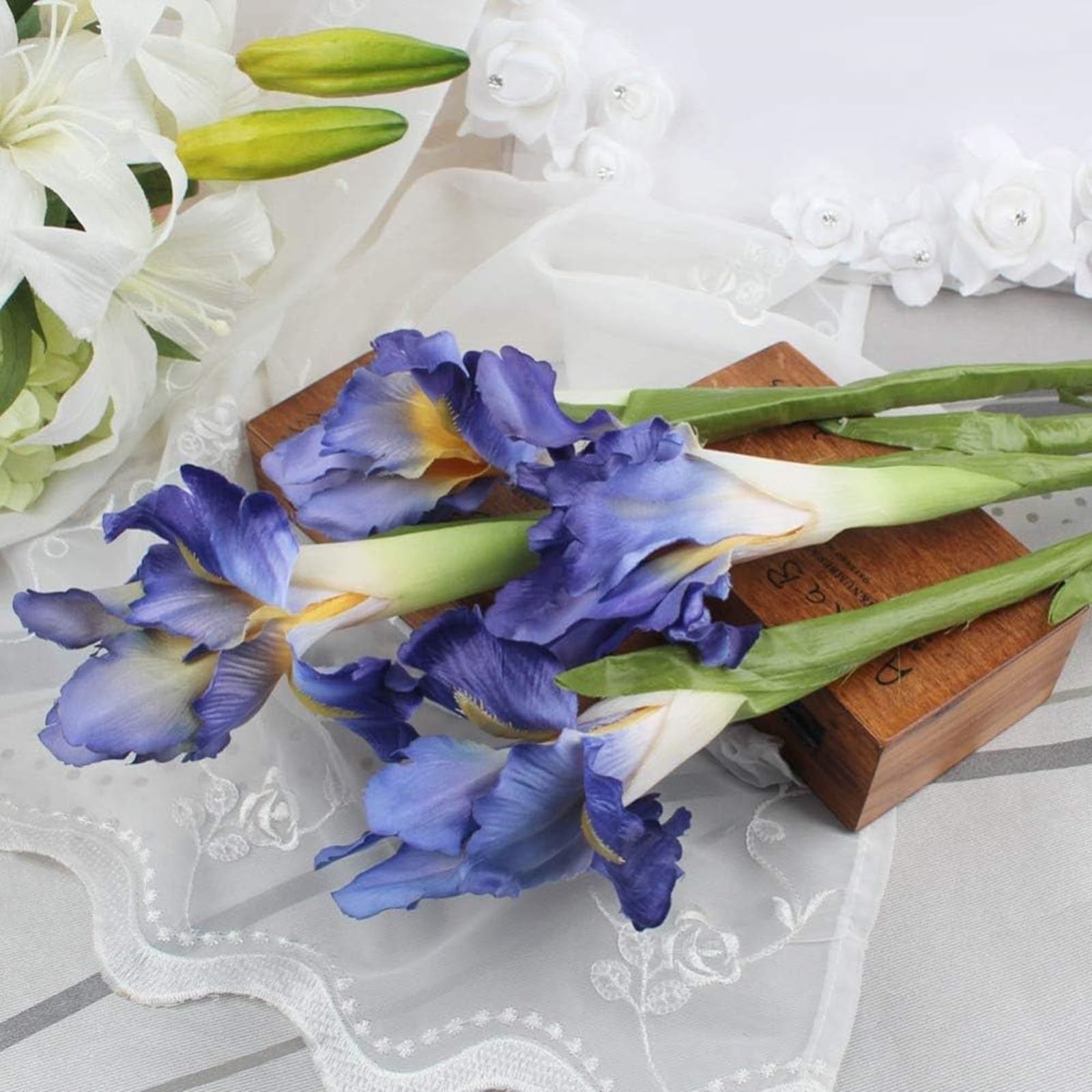 4 Bundle Real Touch Long Stems Iris Flower Silk Artificial Ireland Irish Iris…