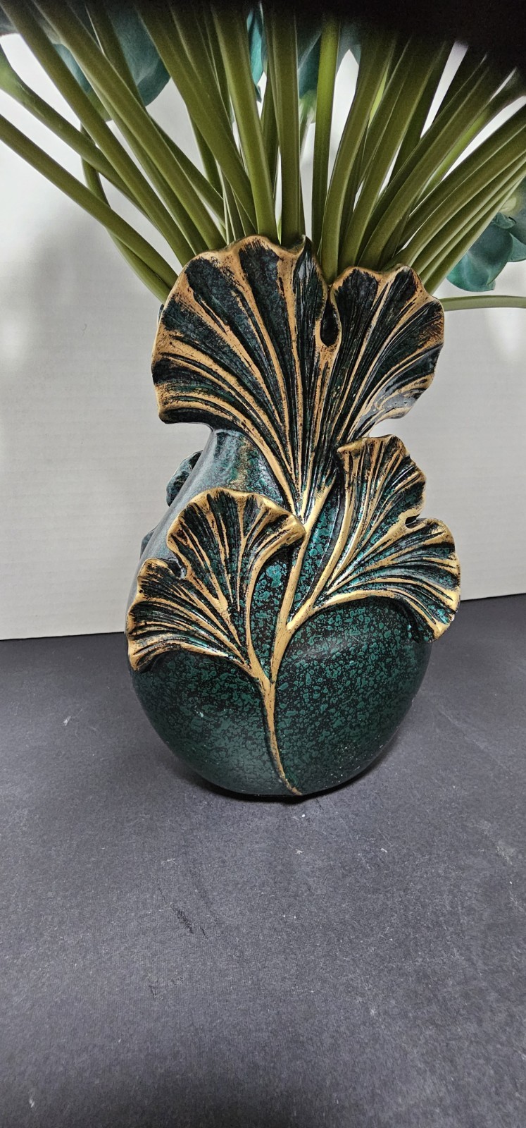 Teal Calla Lily Artificial Flowers Bouquet Wedding Centerpiece Pretty Green Vase
