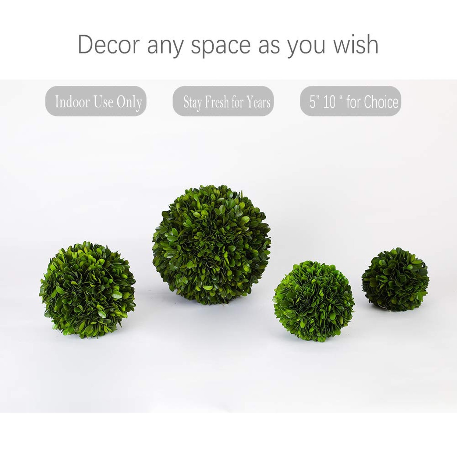 Boxwood Topiary Ball 10″ Preserved Boxwood Topiary Plant Wedding Decor Indoor…