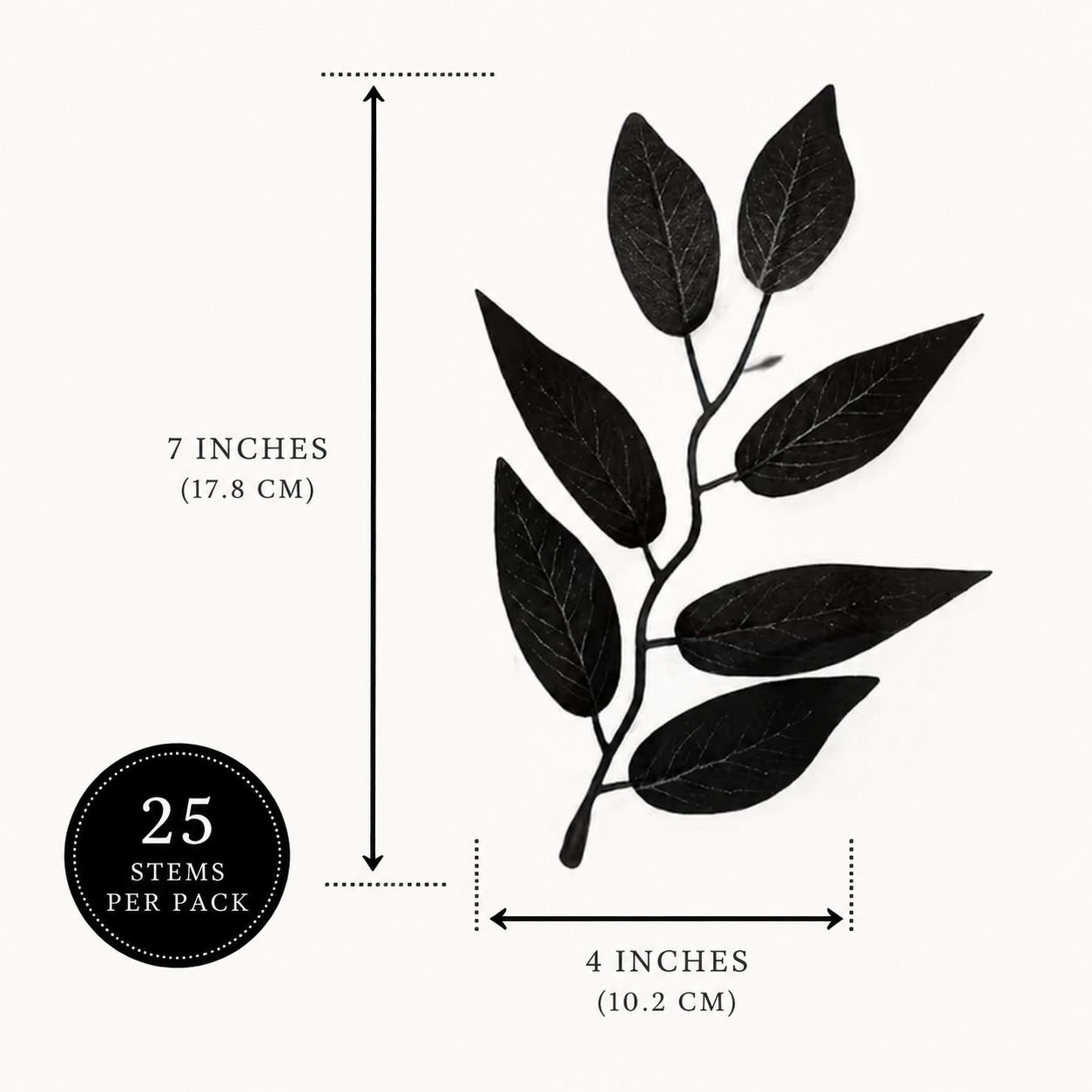 25 Black Halloween Leaf Stems Gothic Floral Filler Moody Wedding Greenery Dark D