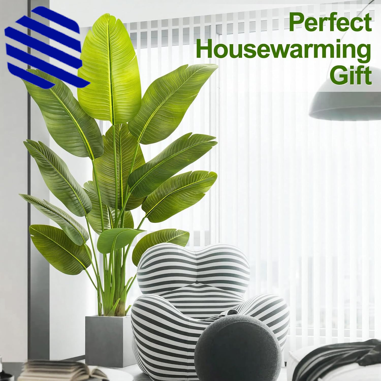 Lifelike Bird of Paradise Artificial Plant 5ft Faux Banana Leaf Tree w 12 Trunks