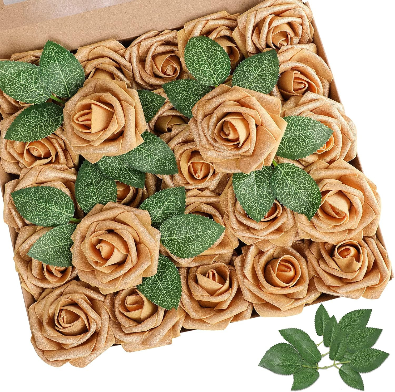 25Pcs Real Looking Artificial Lavender Roses W/Stem for DIY Wedding Bouquets Cen