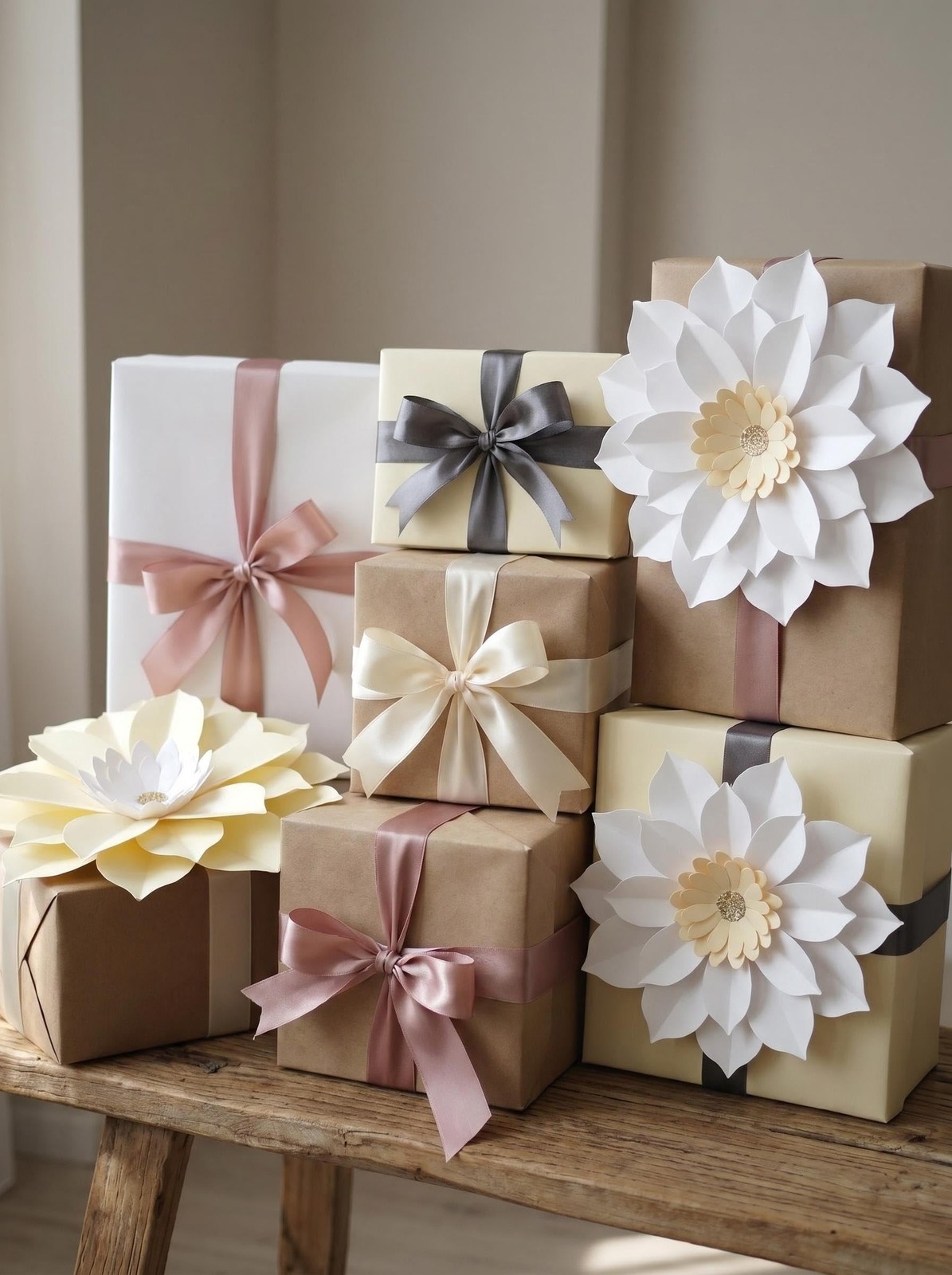 Rustic Wedding Wall Decor- Assorted 6-10 Inch Ivory Cream White Flowers for N…