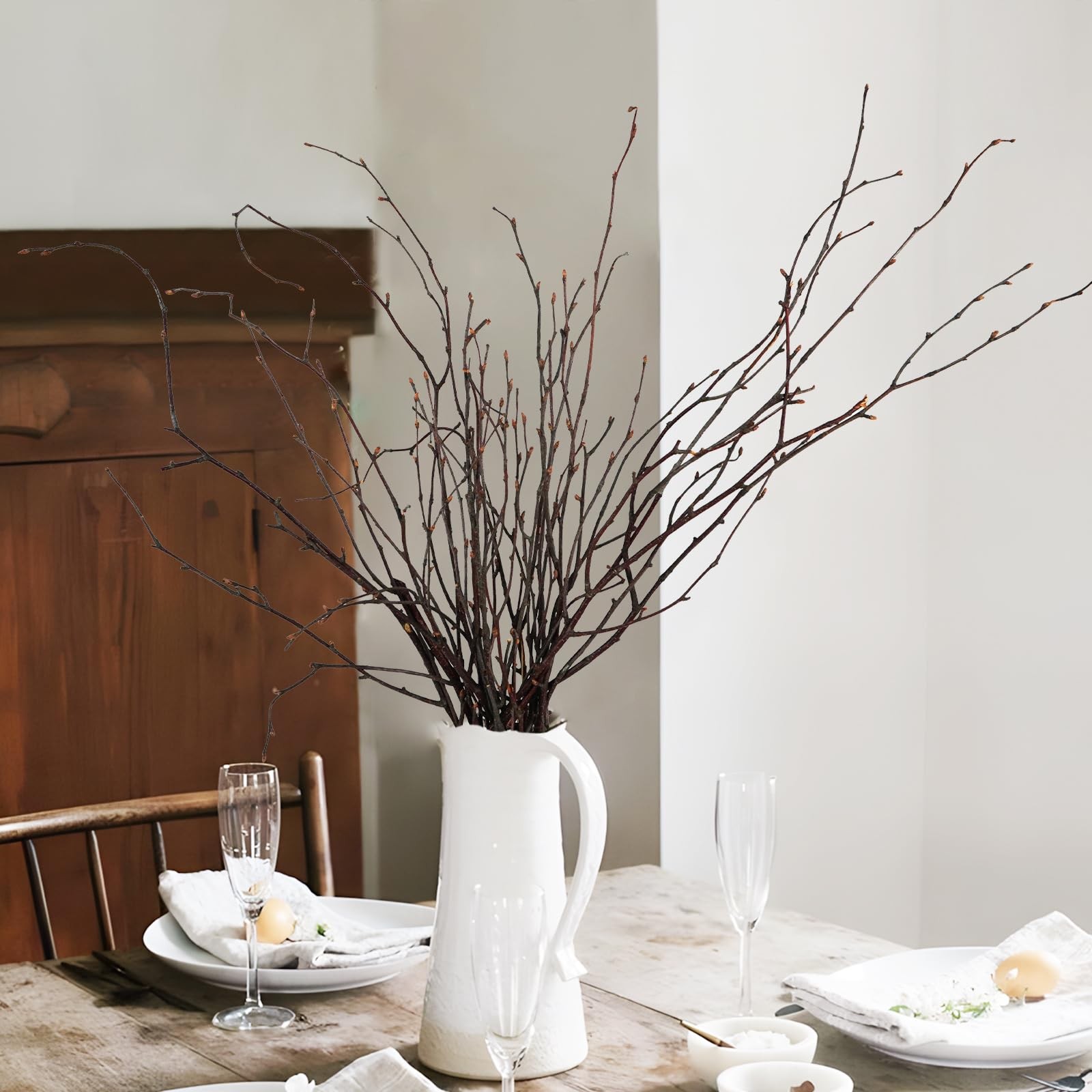 200 Pcs Real Dried Birch Branches, 17 Inch Natural Birch Twigs Tall Birch