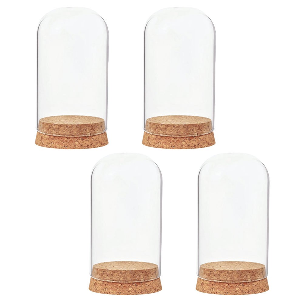 4pcs Mini Glass Dome Cloche Cover Decorative Clear Display Bell Jar