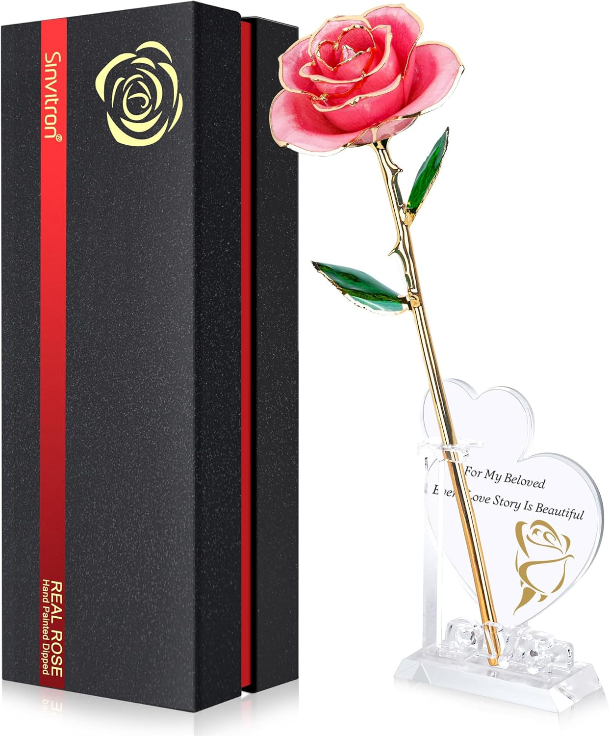 Rosa infinita bano oro resina flor preservada regalo cumpleanos aniversario