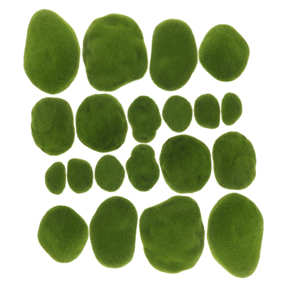 20 Pcs Simulation Moss Stone Realistic Artificial Rocks Decorative Faux