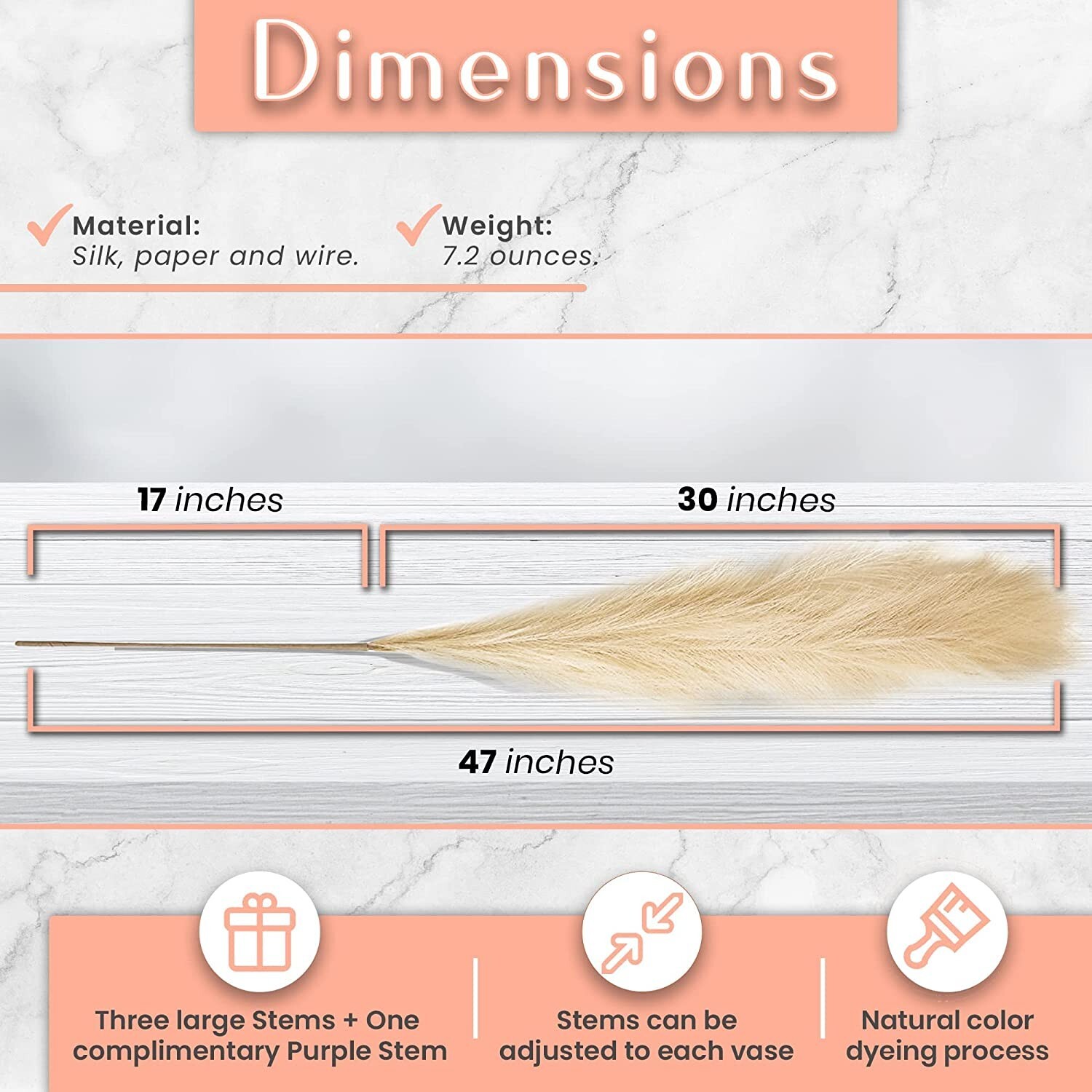 Luxivance || Fluffy Faux Pampas Grass Decor || 43” Tall || 3pk || Brand NEW ||