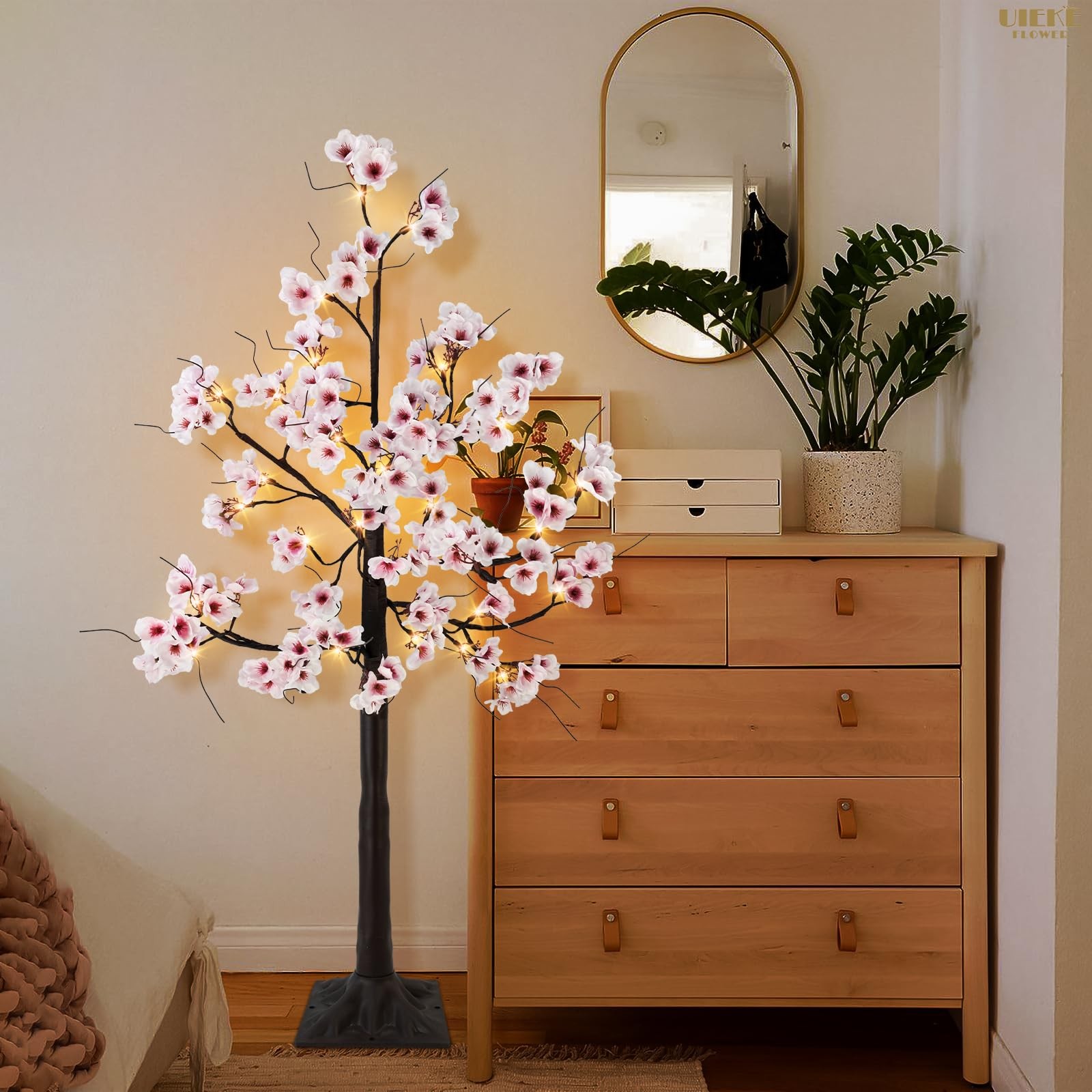 4FT Cherry Blossom Tree, 48 Fairy Lights Artificial Lighted Tree for Home Ins…