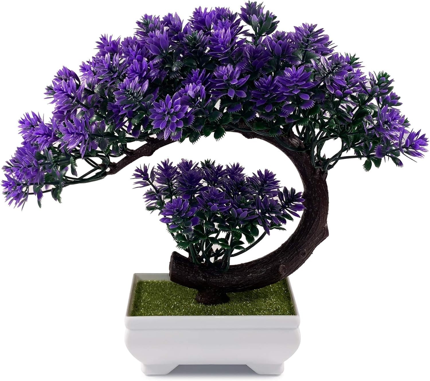 Contemporary 8.5” Small Fake Bonsai Tree in White Pot – Chic Decor Piece
