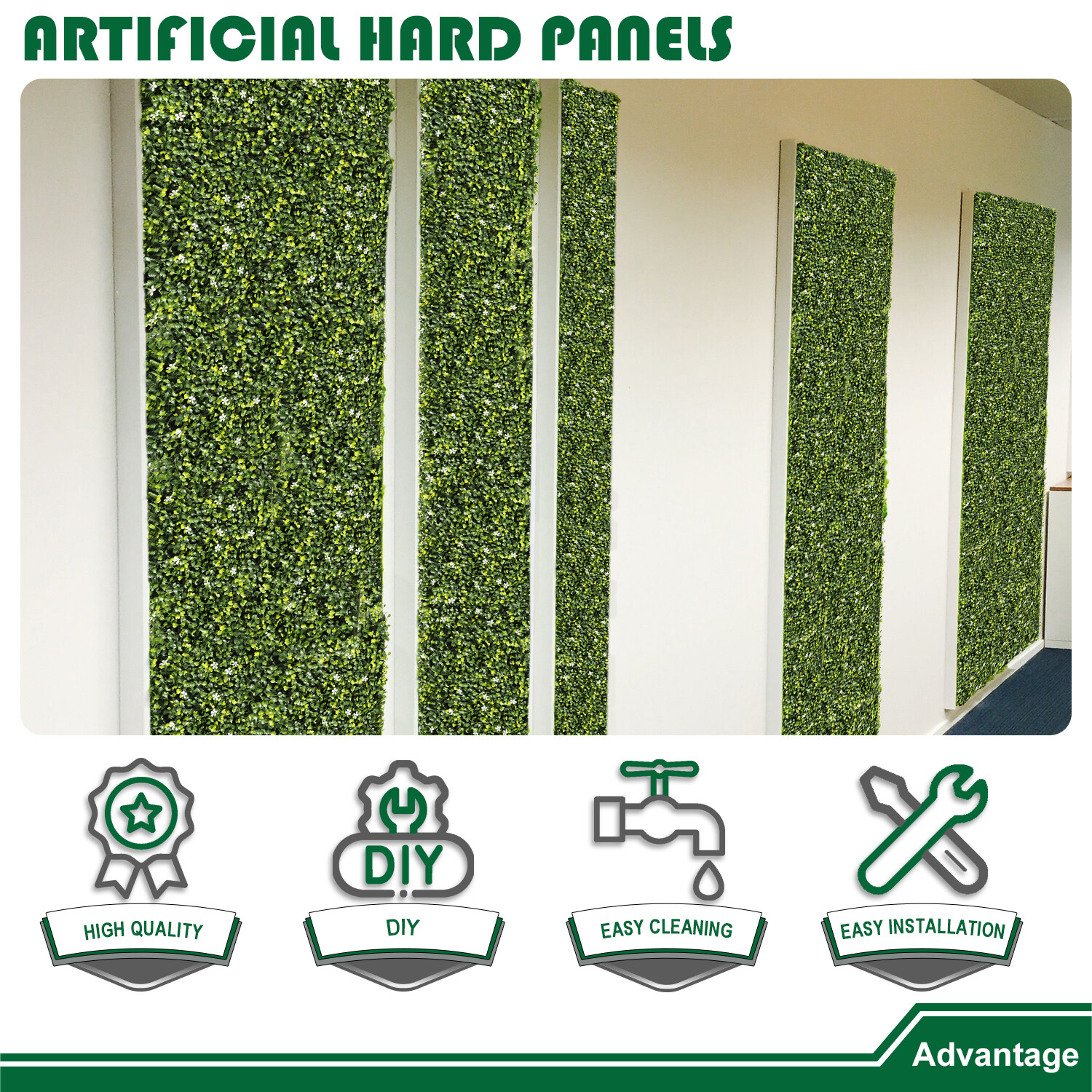 18″x12″ Artificial Faux Ivy Mats Wall With Hard Panel for Indoor Outdoor Hedge