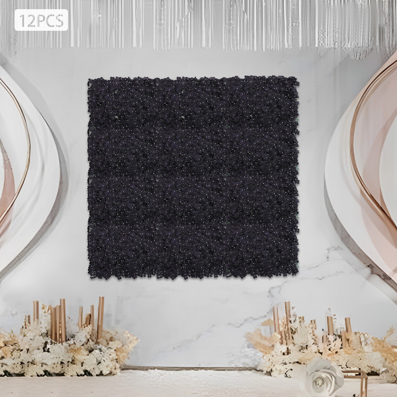 3D Flower Wall Panels-12pcs Artificial Flower Wall Background Silk Cloth Wedding