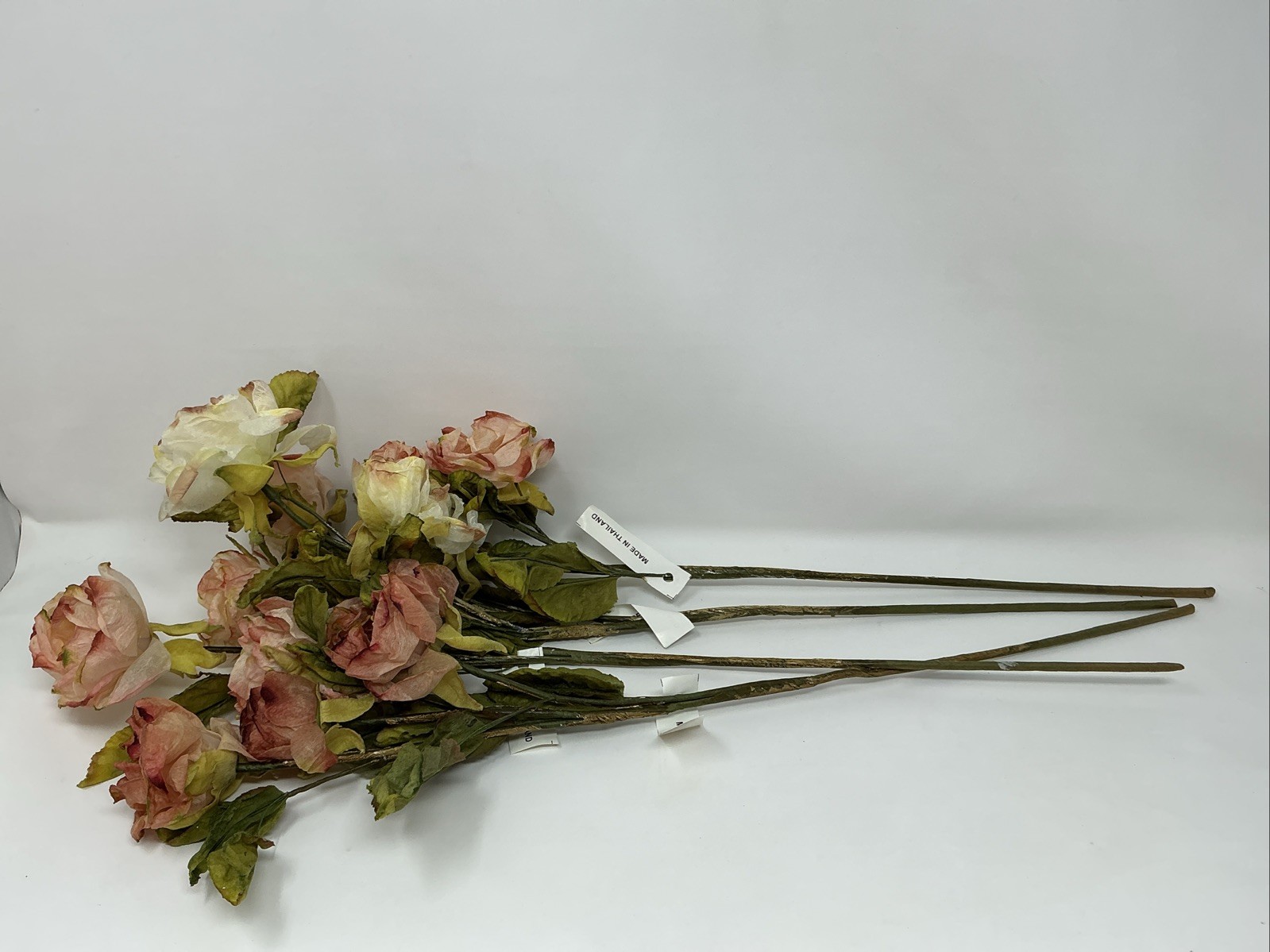 Artificial Silk Roses 22” Ombre Of Pink 2 Roses 1 Bud Per Pick 4 Picks NOS