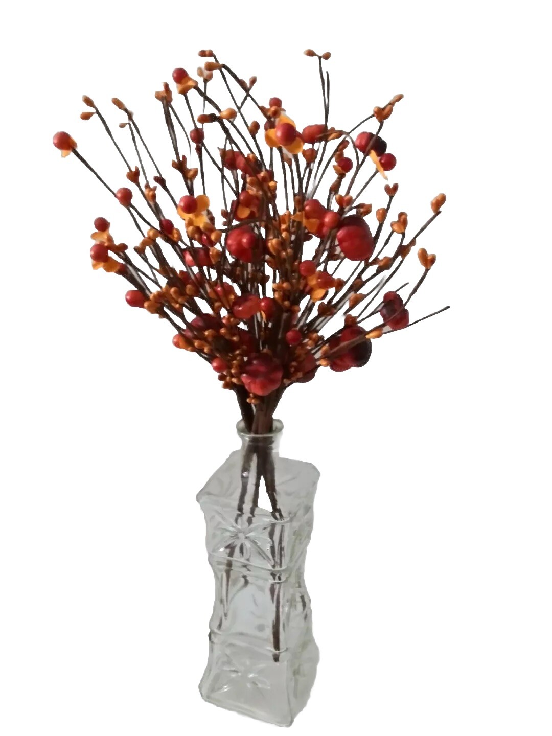 6 PCS Artificial Berry PumpkinStem Orange RedBerry Pick Autumn Vase Not Included