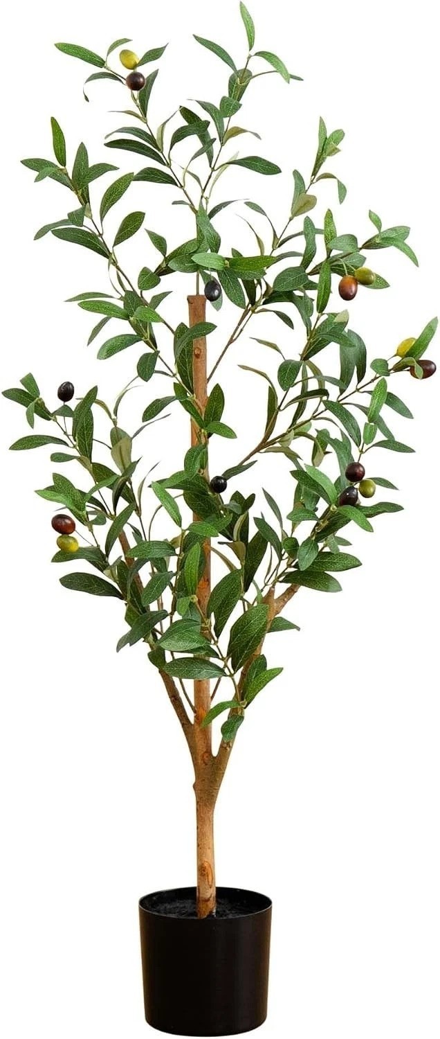3 ft Artificial Olive Tree with Natural Trunk for Decor | Lifelike Fruits and…