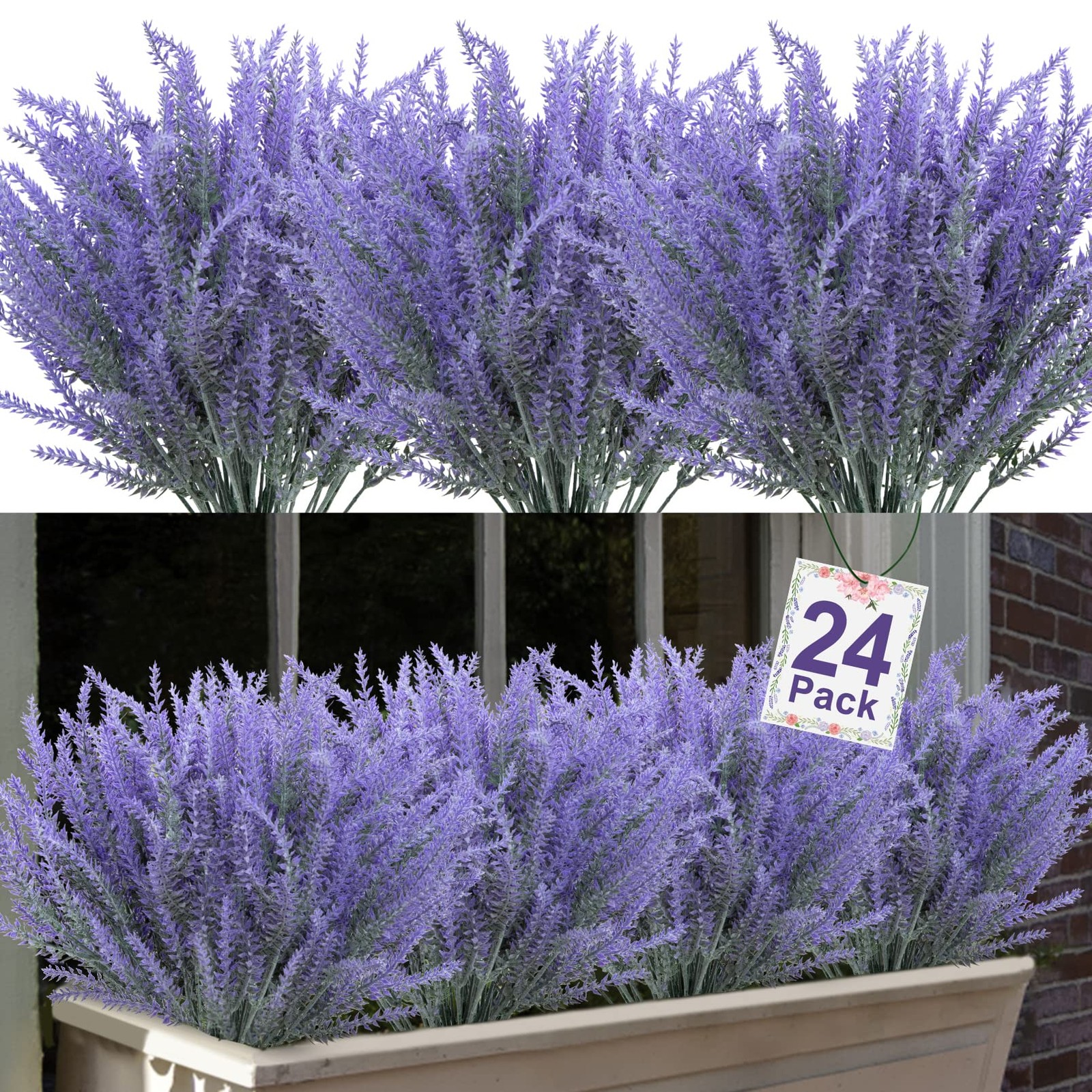 Artificial Lavender Flowers 24 Bundles 9.65″ Length 15″ Height – Home Wedding