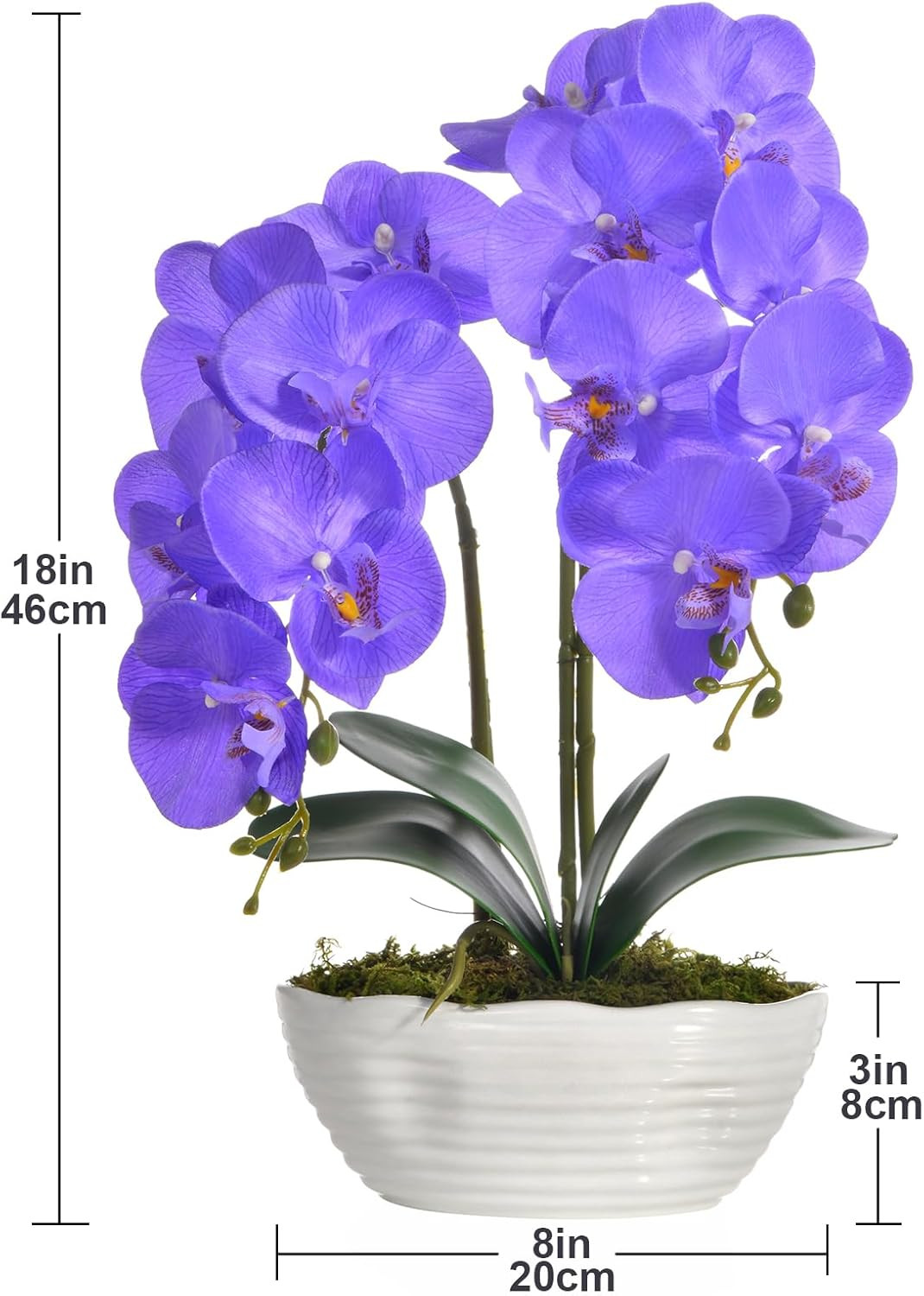 Large Artificial Potted Orchid Plant, Silk Flower Arrangement with Ceramics Vase