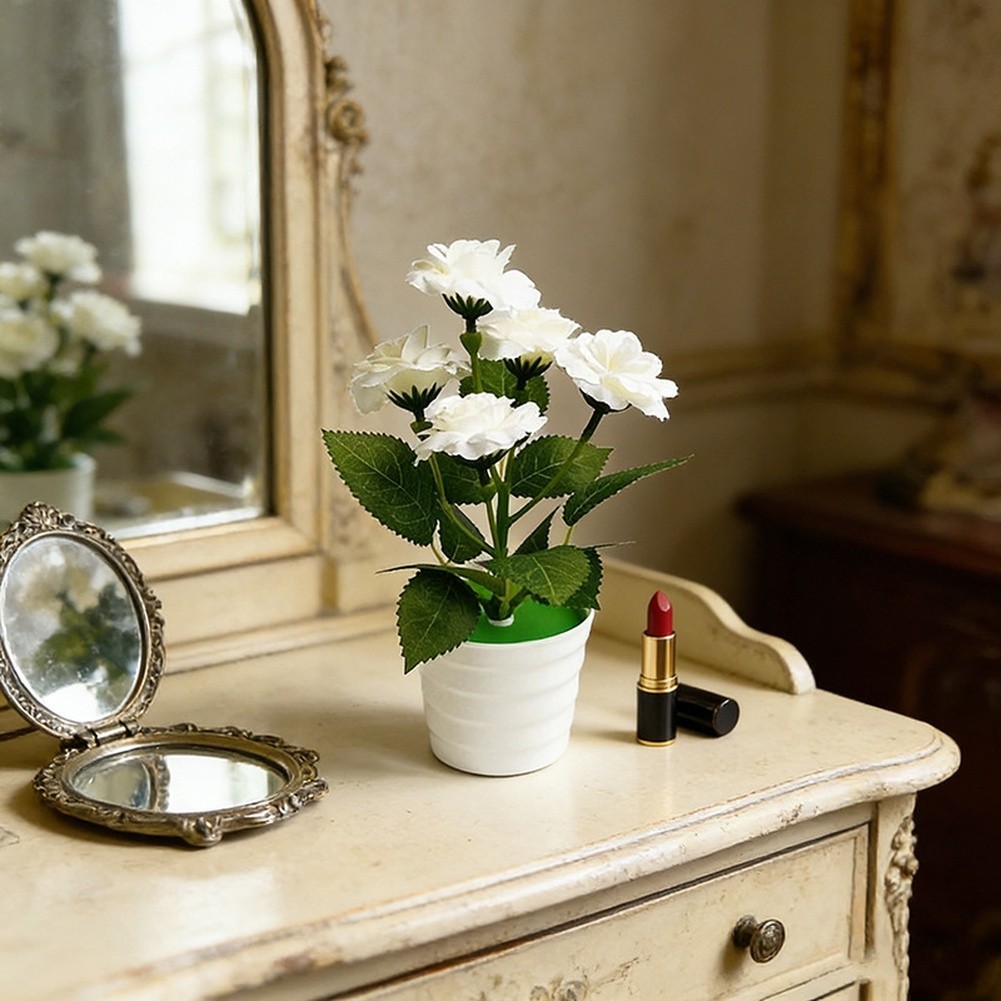 Artificial Rose Table Decor in Pot for Home Living Room Bedroom Styling