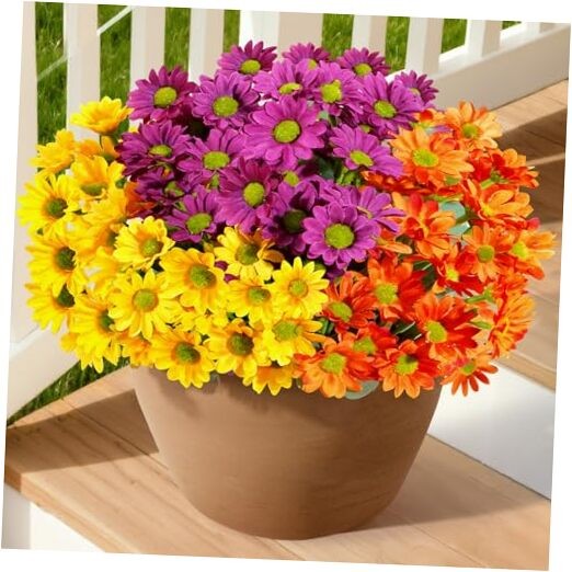 Artificial Flowers Daisy for Outdoor Indoor 6 3 Mix Color(yellow Orange Red)