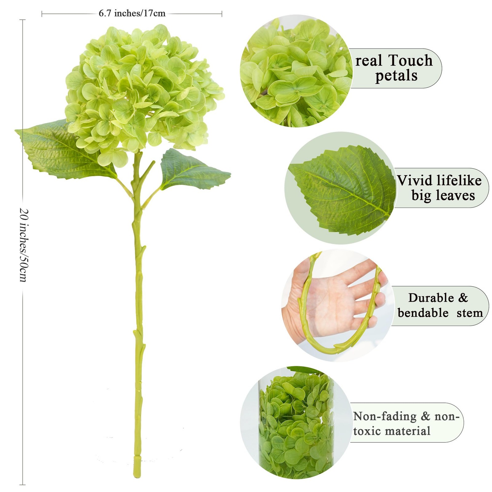 Jahe 4 Pcs Hydrangea Artificial Flowers, 20” Tall Large Bloom Faux Hydrangea…