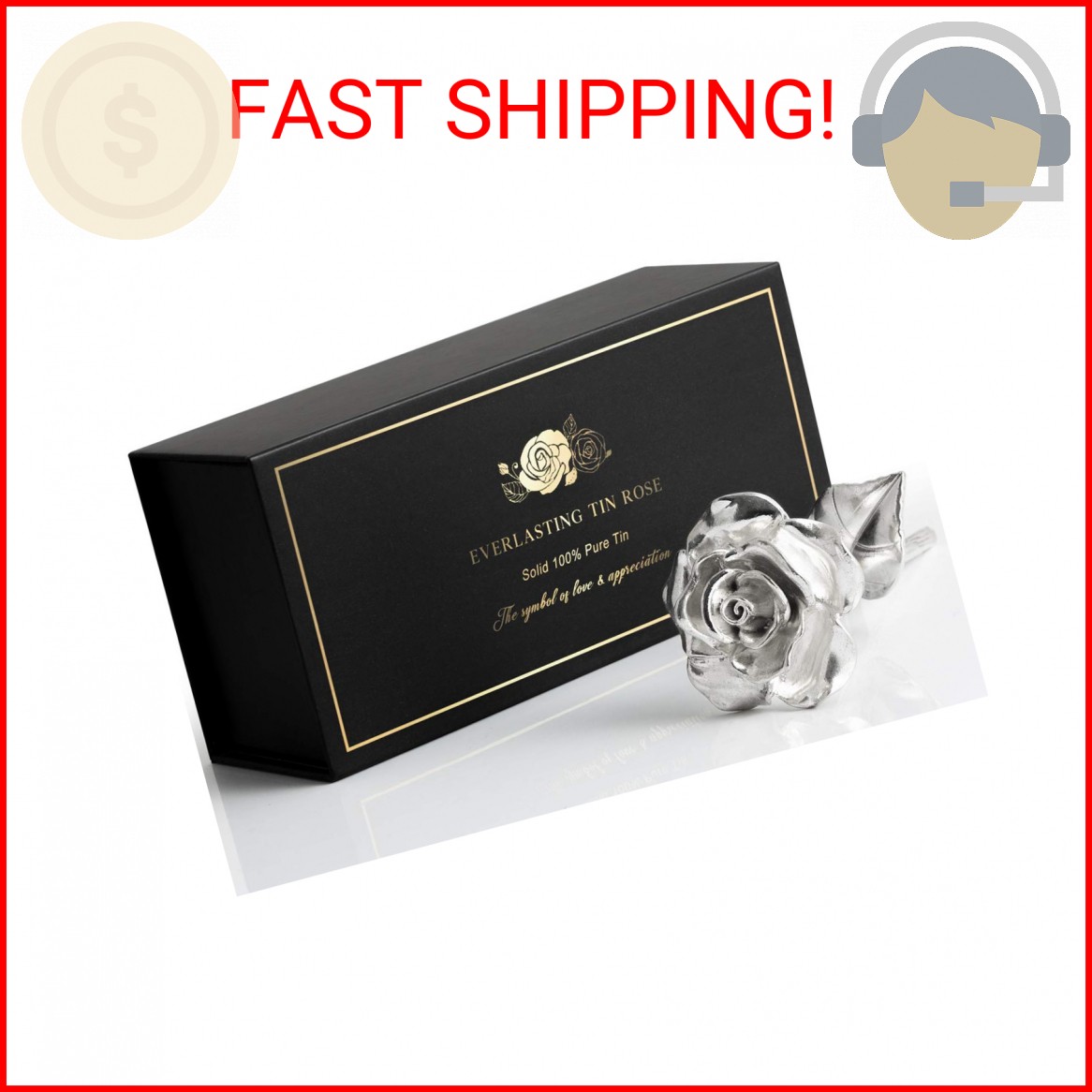 BESZONE Tin Rose 10th Anniversary for Her Gift – Tin Gift 10 Year Wedding Annive