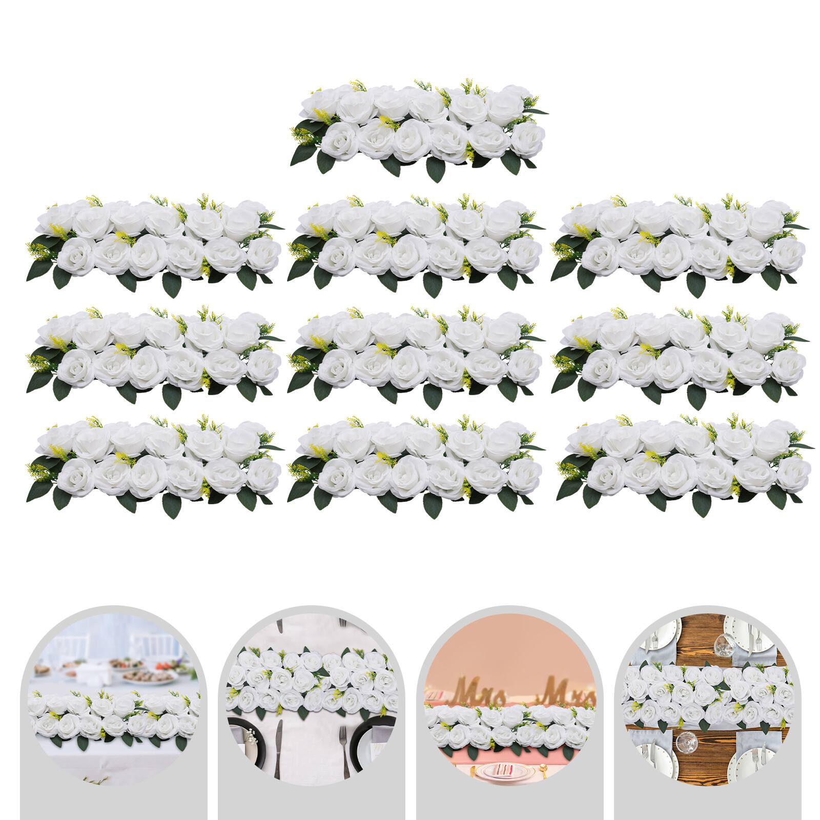 Wedding Dining Table Flower Centerpiece Floral Arrangement 10 Pieces White Roses
