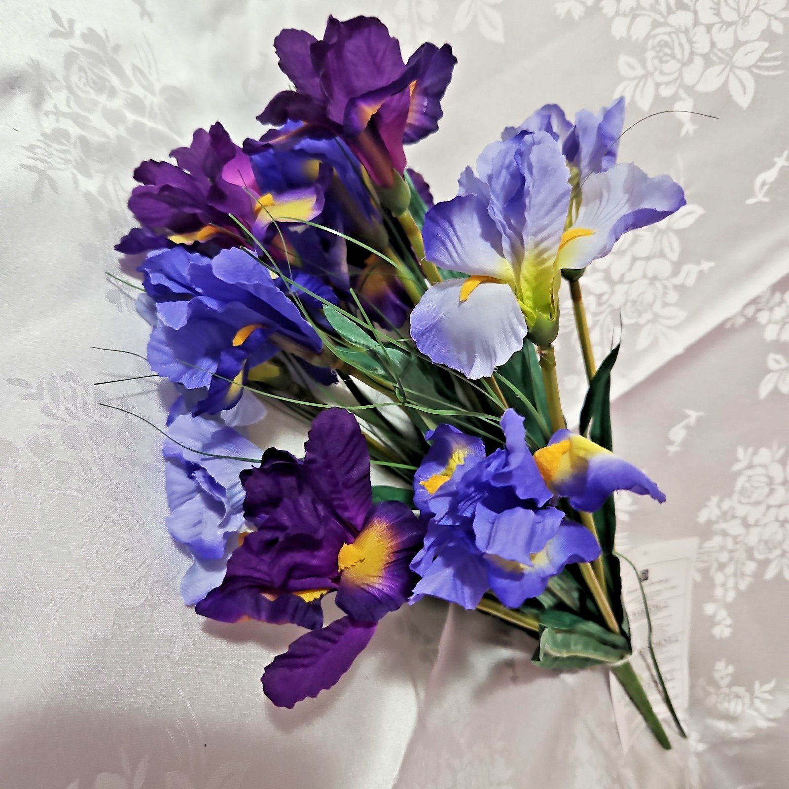 Home Interiors Purple Lavender Blue Iris Greenery Bouquet/ 18 inches tall/ New
