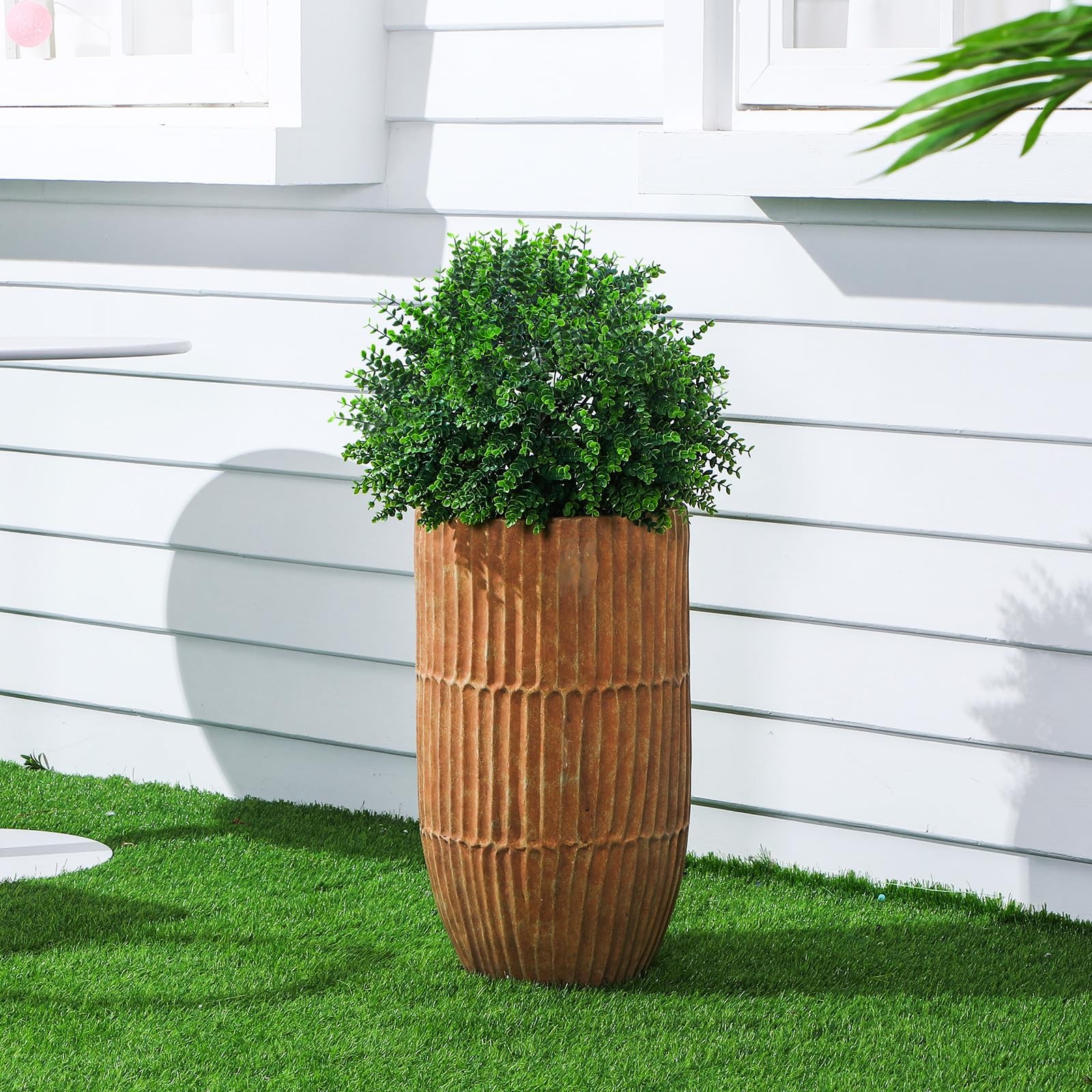 Artificial Boxwood Topiary Tree Set of 2, 18″ Tall UV Resistant Artificial Ou…