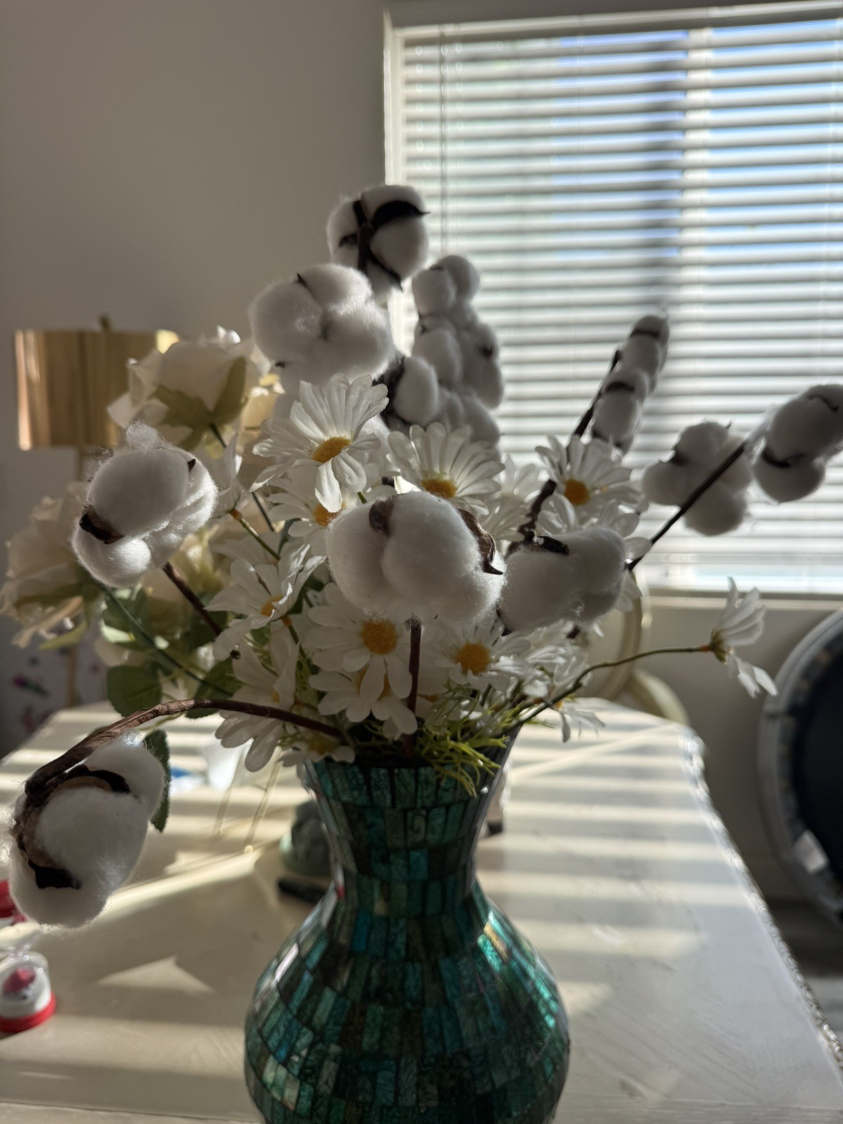20Pcs Cotton Stems,Fake Cotton Flowers, Artificial Cotton Floral Stems