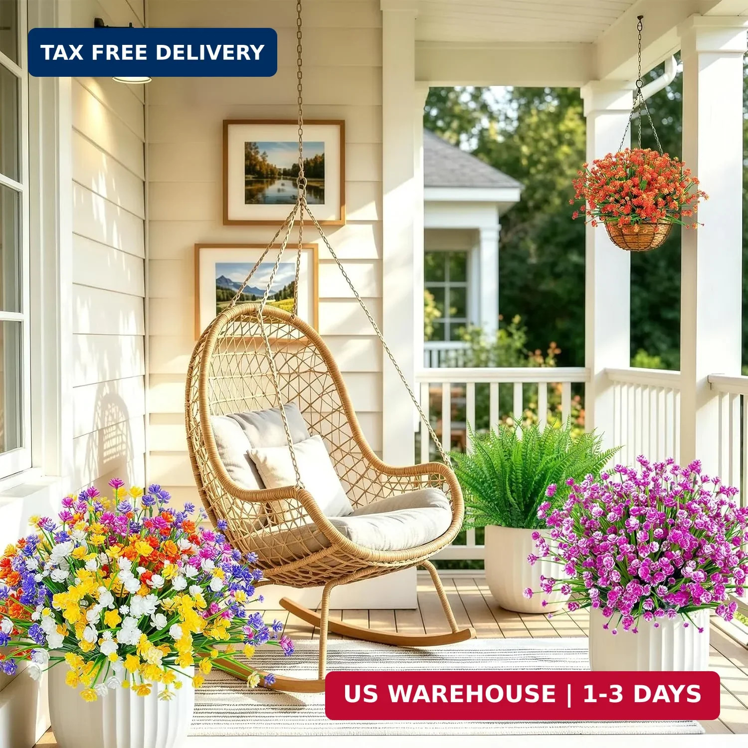 Ouddy Decor 12 Bundles Artificial Flowers for Outdoors UV Resistant Fake Plastic