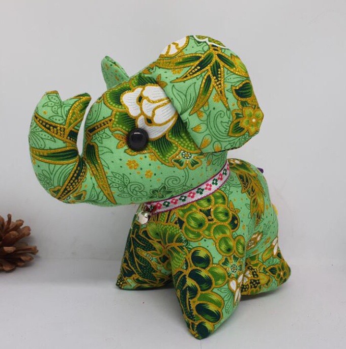 Thai made Elephant Fabric Ornament Toy Gift Colourful Cotton Kapok Cute HandMade