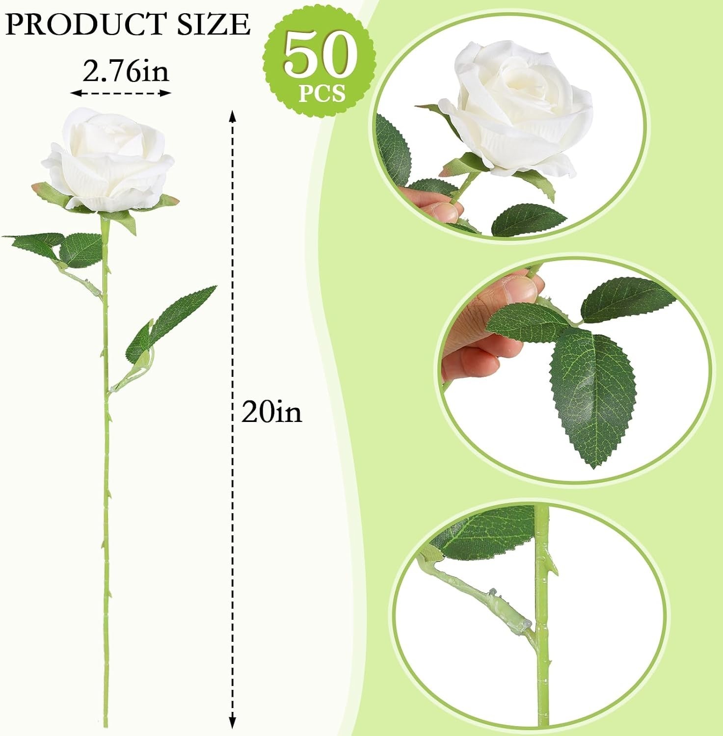 Realistic Velvet Silk Roses – 50 Pcs Artificial Flowers