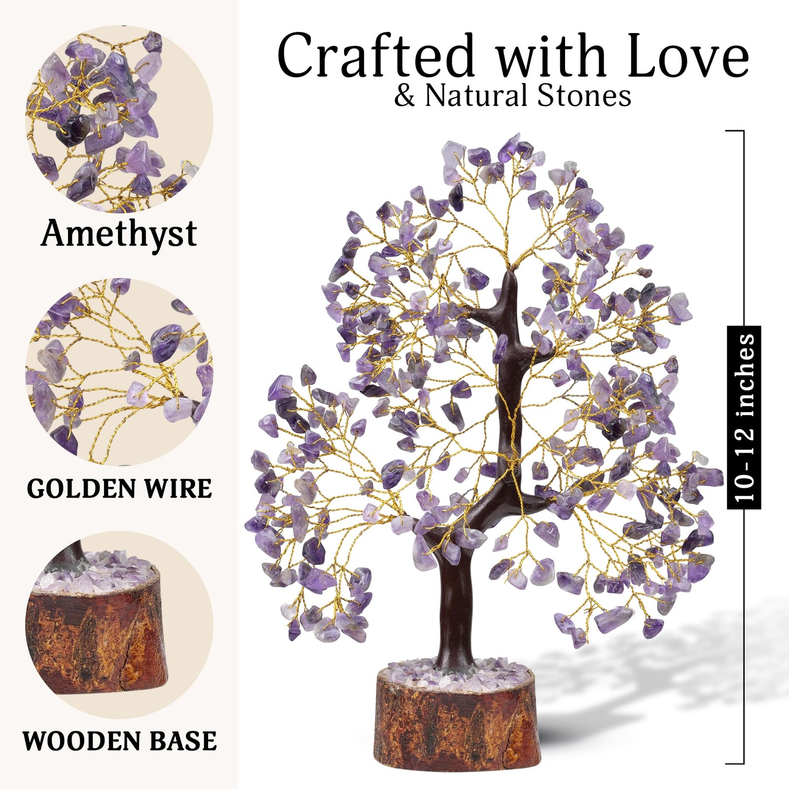 Amethyst Crystals Bonsai Tree Of Life Decor Good Luck Stones Gifts