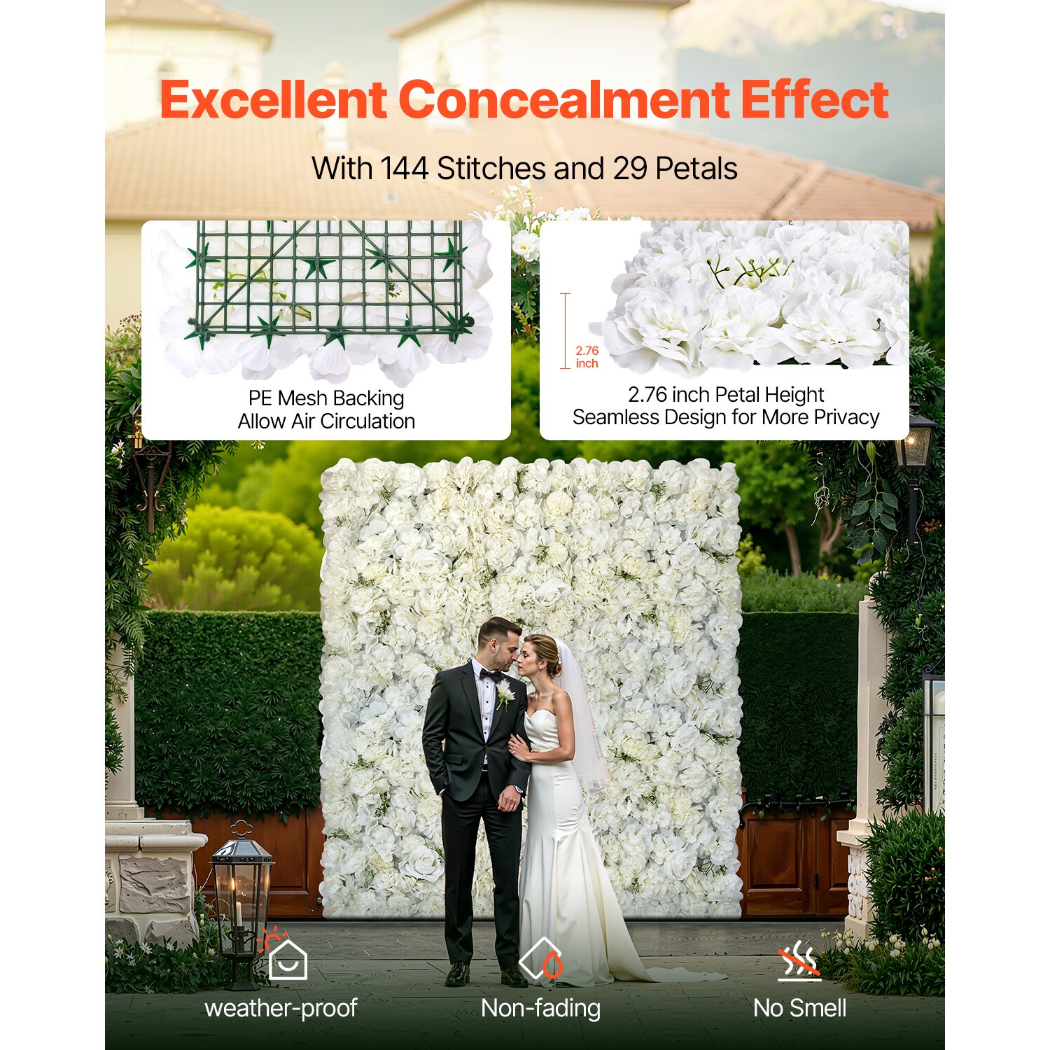 Uimoso 24pcs Artificial Silk Flower Wall Panel Floral Party Wedding Decor