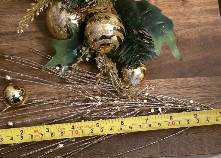 5 Vtg Picks 3 Poinsettia Floral Picks Metallic Gold, Glitter Stems,Ornament Pick