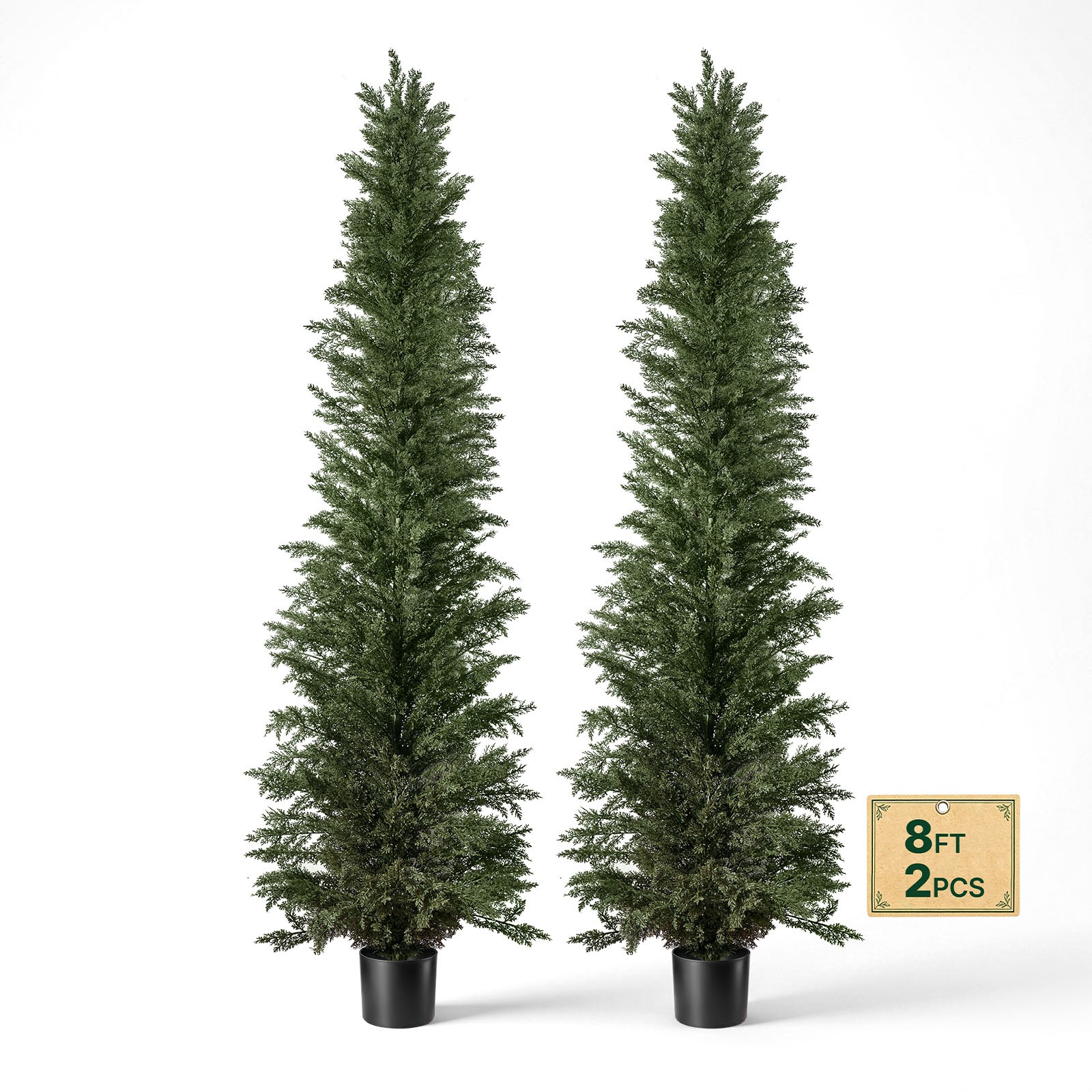 VEVOR Artificial Topiary Cedar Tree 8 ft Set of 2 with Pot Greenery Decor PE