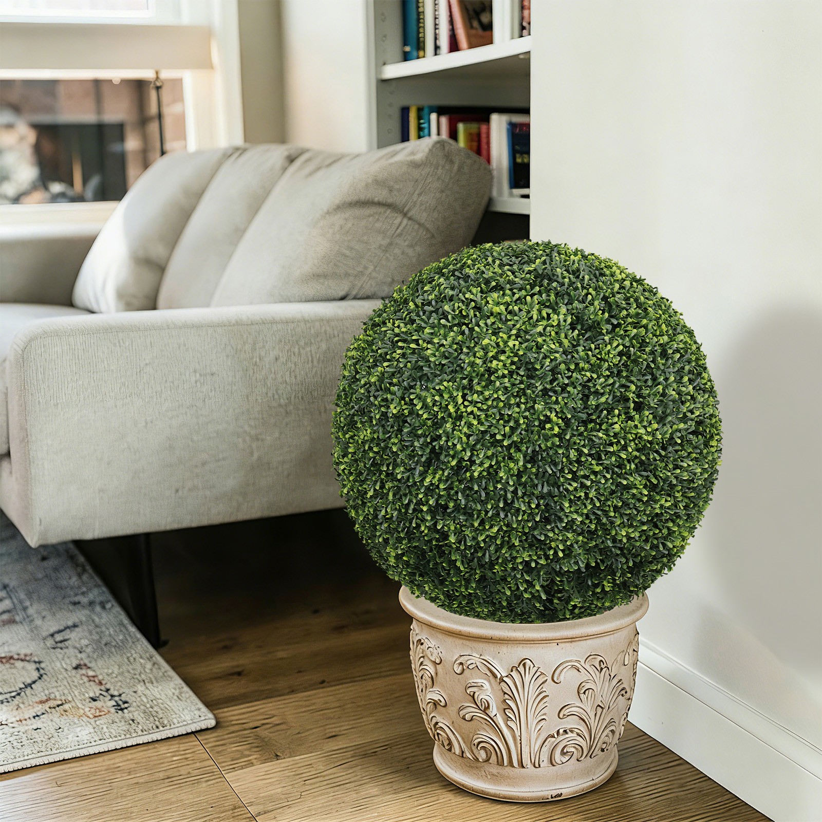 Artificial Boxwood Topiary Balls 22.4″ Outdoor Garden Decor, 2pc Set